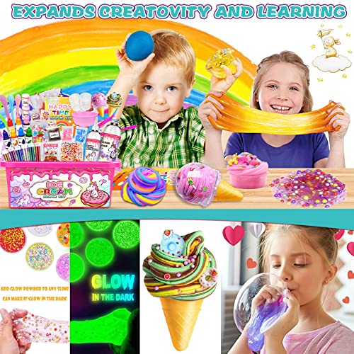 MUOIVG Schleim Set Zum Selber Machen, Geschenke für Mädchen, Slime Kit Für Kristallschleim, Glitzerschleim, Einhorn-Schleim, für Kinder, Fluffy Slime, Selber Machen Set