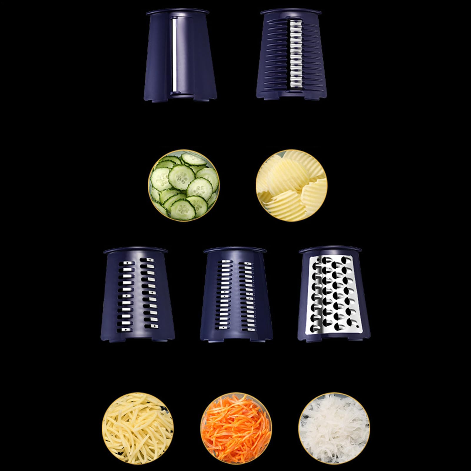 Manueller Käse- und Gemüseschneider – Reibe mit Kurbel | 5-in-1-Reibe | Multifunktionale Slicer für Obst, , Karotten, Kartoffeln, Haushaltsgerät