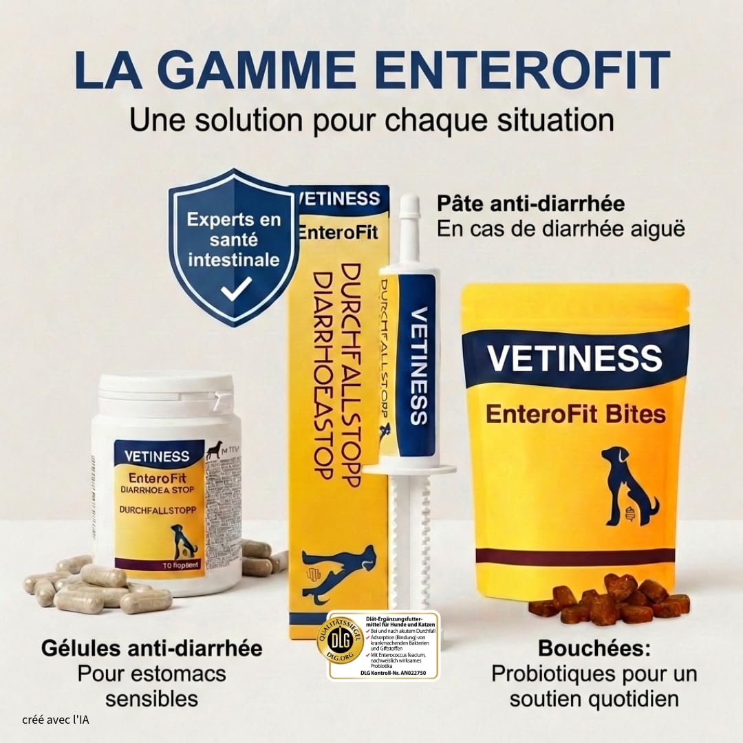 Pâte Anti diarrhée Chien 15 ML | Probiotique Chien pour diarrhée aigüe - Smectite & Charbon Actif Chien- Santé intestinale