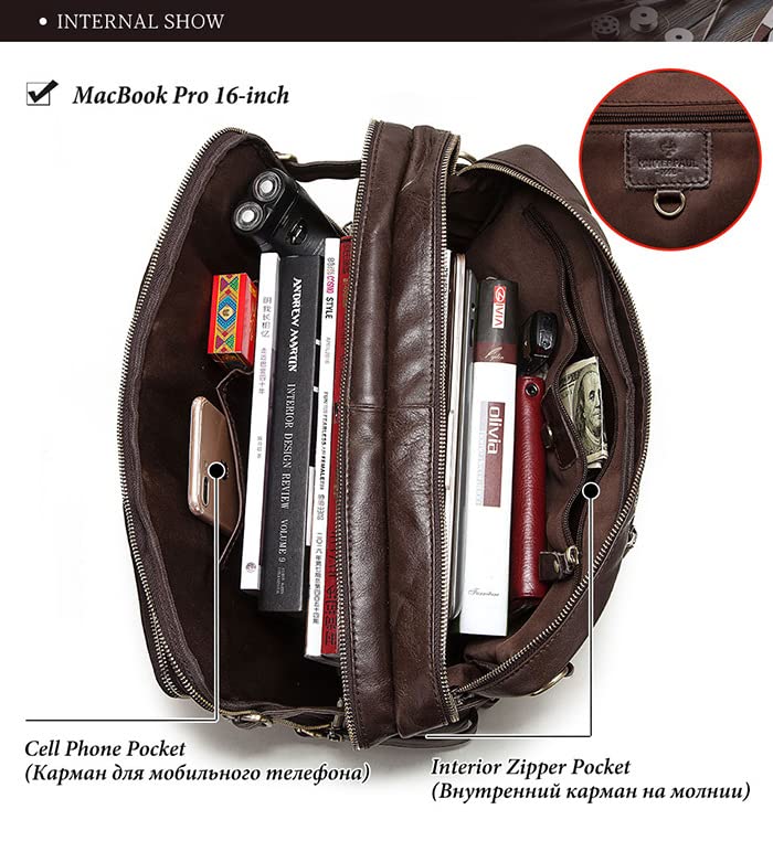 Casual multifunctional leather leather business briefcase backpack, leather messenger bag, handbag, travel bag4