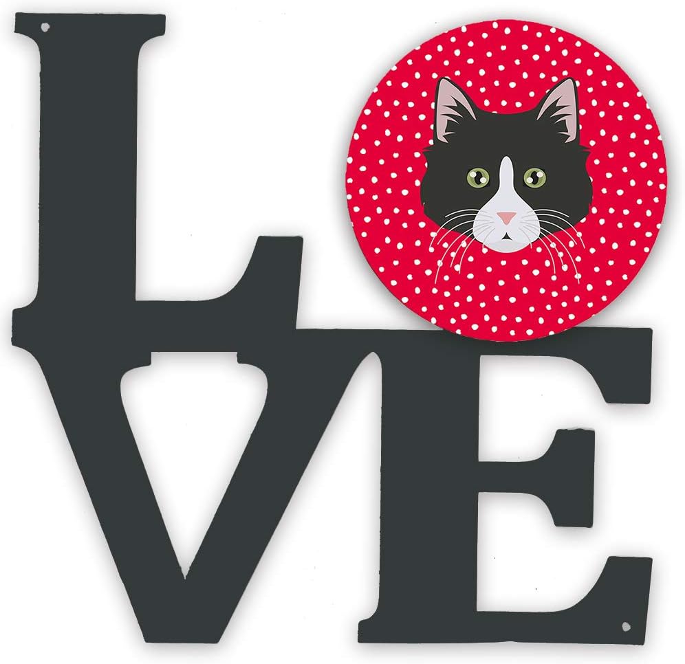 Caroline's Treasures CK5164WALV Siberian Forest Cat Love Metal Wall Artwork Love, Red Indoor Outdoor Art Decor Patio, Bathroom, Kitchen Colorful Aluminum and Black Steel Sculpture