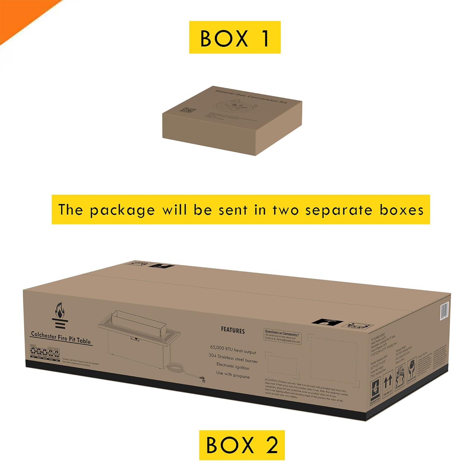 48-Inch Propane Fire Table with Natural Gas Conversion Kit, 50,000 BTU Gas Fire Pit Table, Faux Stack Stone Texture Outdoor Fireplace with Wind Glass Shield, Lava Rocks, Lid & Cover