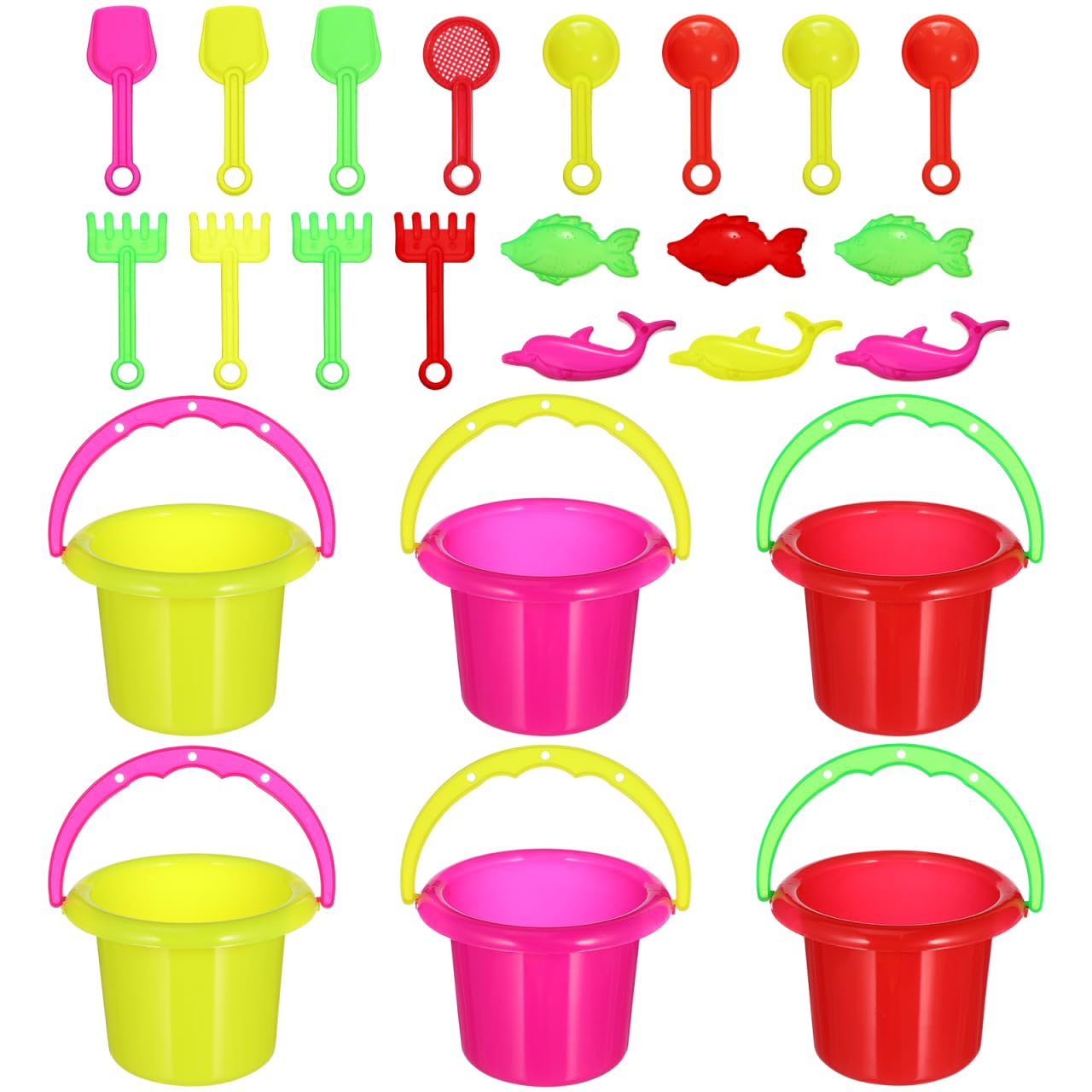 POPETPOP 24Pcs Mini Beach Toy Set including Sand Bucket and Spade for Kids Outdoor Sand Play Backyard and Beach Activities