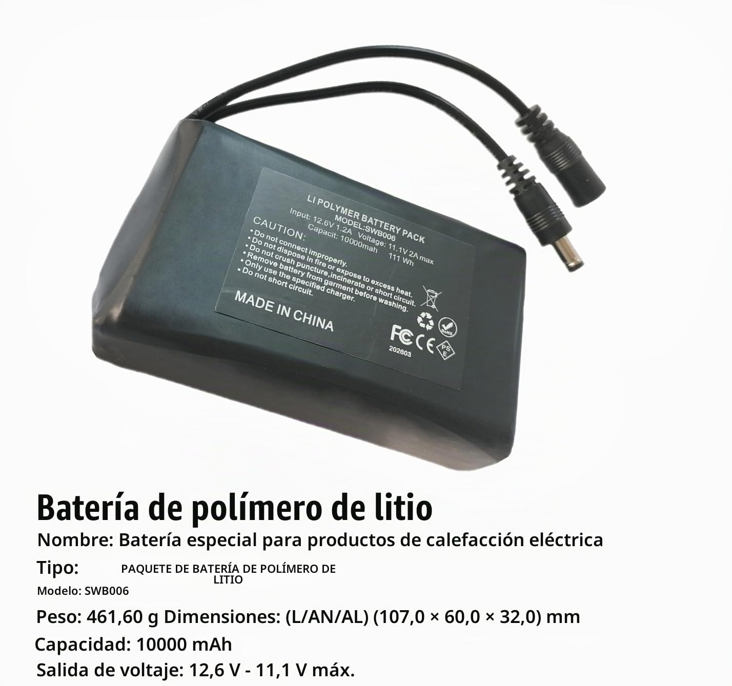 Batería de iones de litio de 12 V 10800 mAh con cargador compatible con dispositivos de 12 V, iluminación de bicicleta, proyecto de bricolaje, radio, luz de pesca, tira de luz LED, cámara CCTV