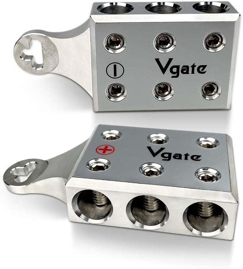 Vgate 6x1/0 AWG Gauge Post Battery Terminals, for Lithium or AGM Lead Acid Battery with Bolt Down Ends or Threaded Studs, M8 or 5/16”-18 : Automotive