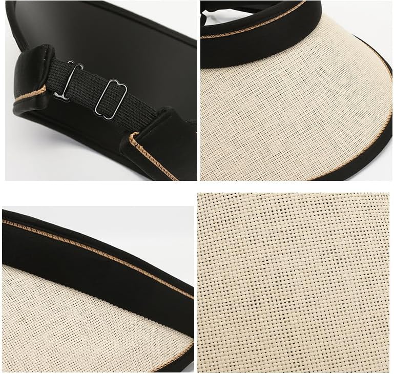 UPF 50+ Sun Visors for Women Wide Brim Beach Hat Foldable Straw Visor Hat Summer Packable - Image 5