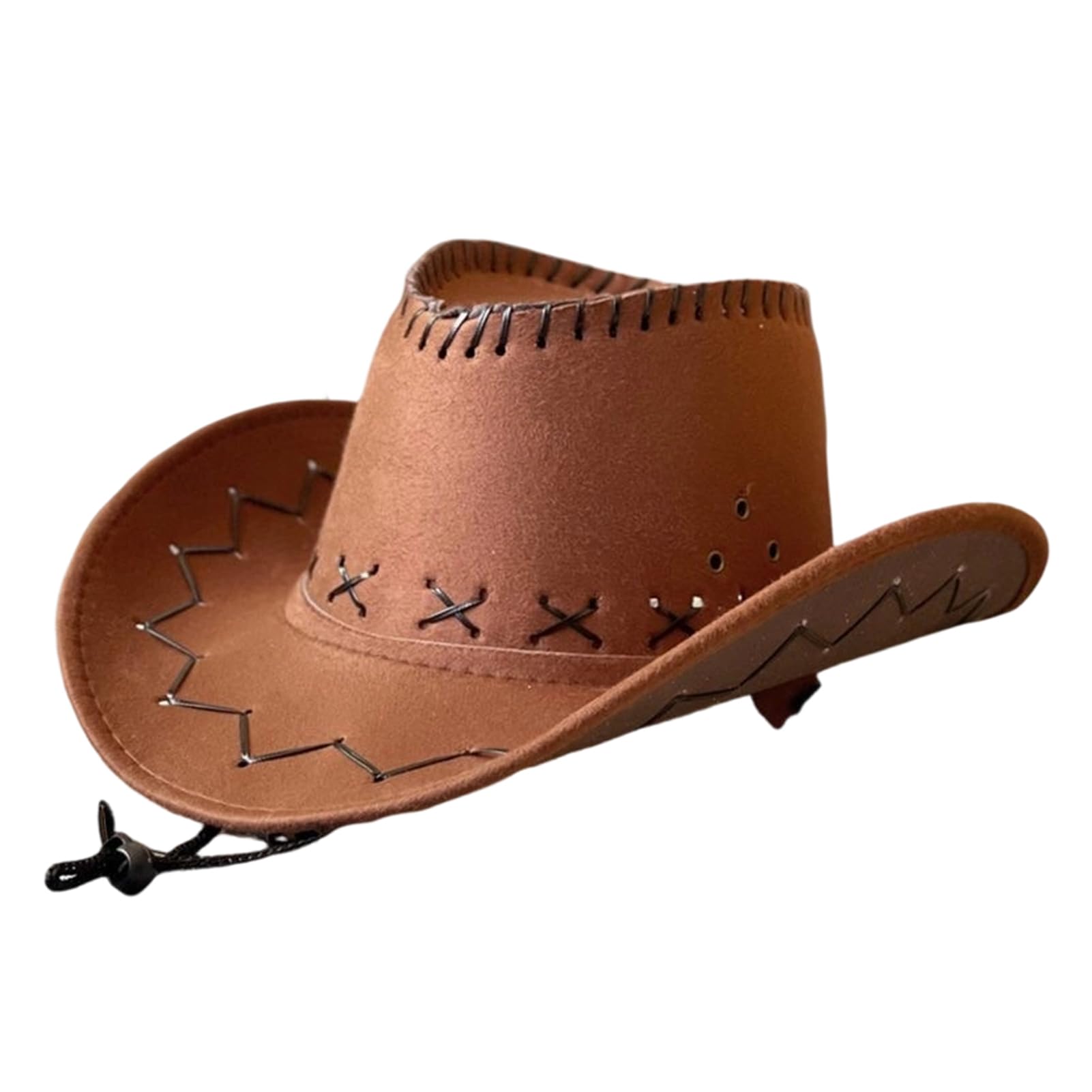 matumou Western Cowboy Hat, Soft Suede Wide Brim Hat, Outdoor Camping Hat for Men Women, Outdoor Sunshade Fisherman Hat with Adjustable