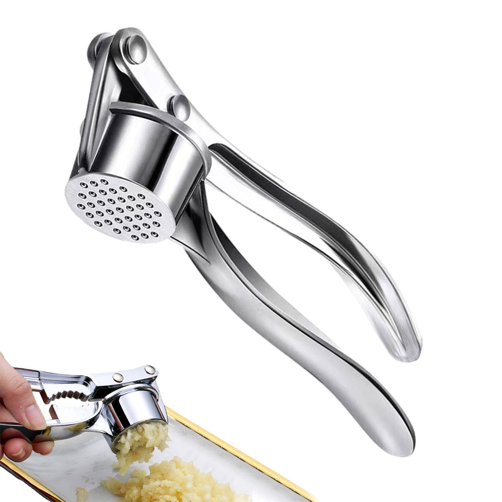 Cortador de ajos – Prensa de ajo de acero inoxidable | Prensa de ajos de alto rendimiento, prensa de ajo fuerte y duradera, prensa manual de ajo de metal para el hogar, picadora de ajos, brecha de