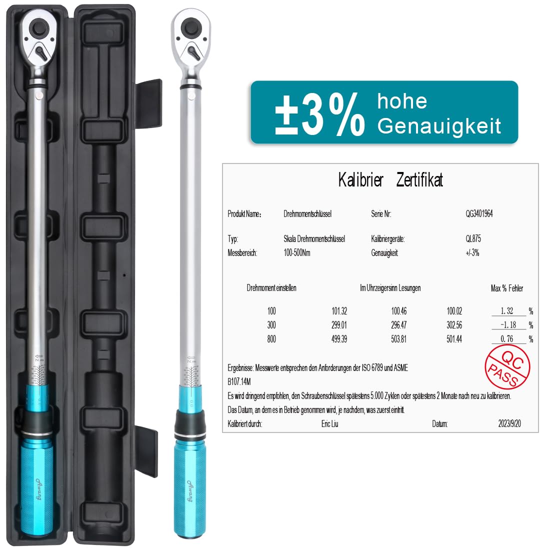 Awang Chiave dinamometrica 3/4 pollici 100-500Nm | Precisione ±3% | Strumento chiave pneumatici per camion, moto, qualità industriale