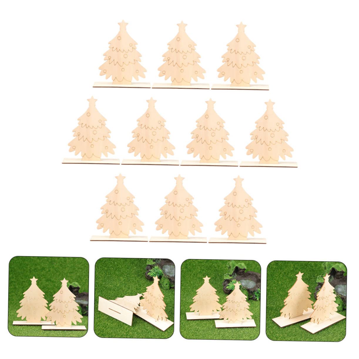 Operitacx 30 Pièces Sapin De Noël Mini-jouet Ornements De Bureau De Noël Fournitures De Fête De Faveurs Jouets D'artisanat De Arbre De De Table Décor De Sapin En Bois
