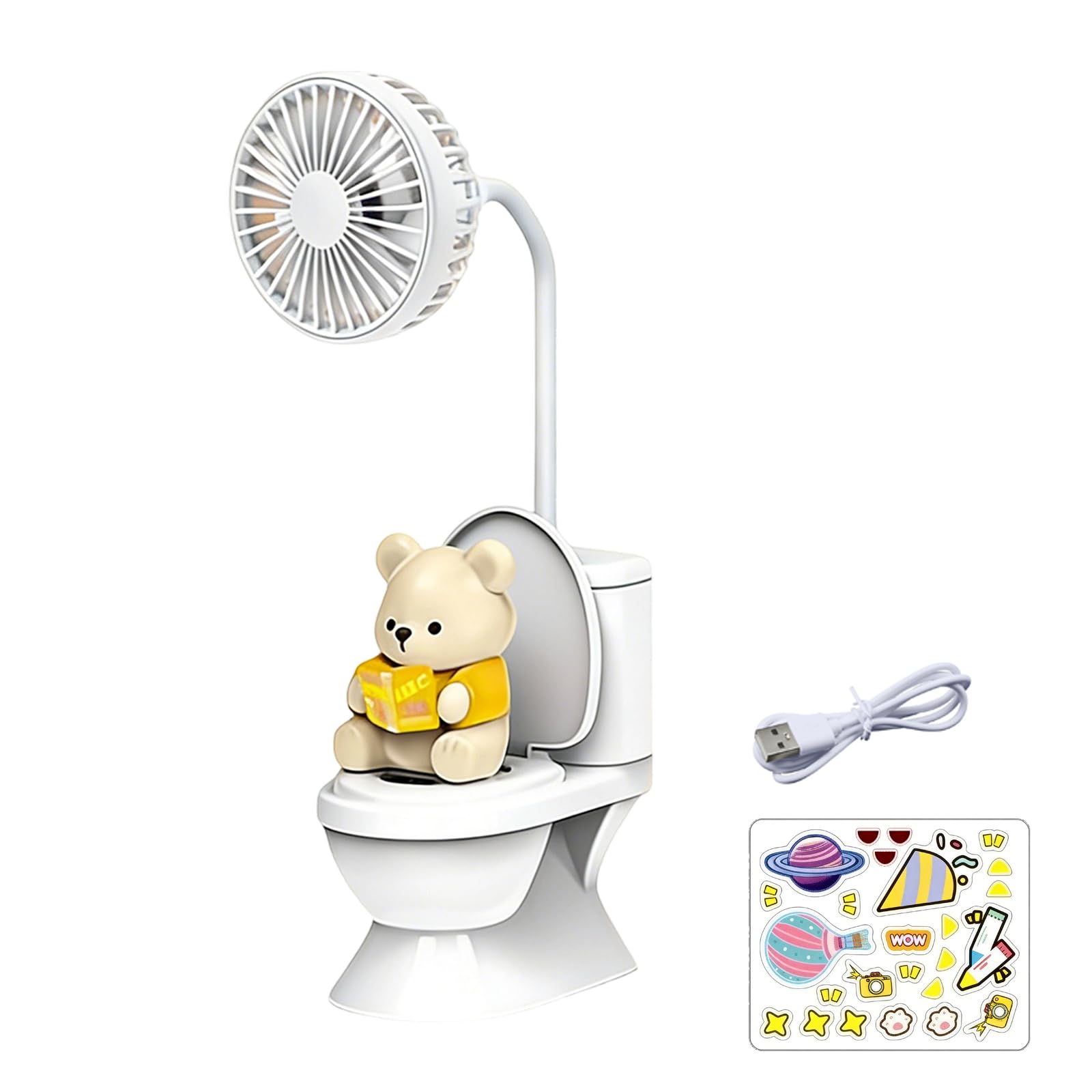 Hsyzygian Toilet Shaped USB Desk Fan with Quiet Operate USB Rechargeable Cooling Fan for Offices and Home Use Low Noise Bedroom