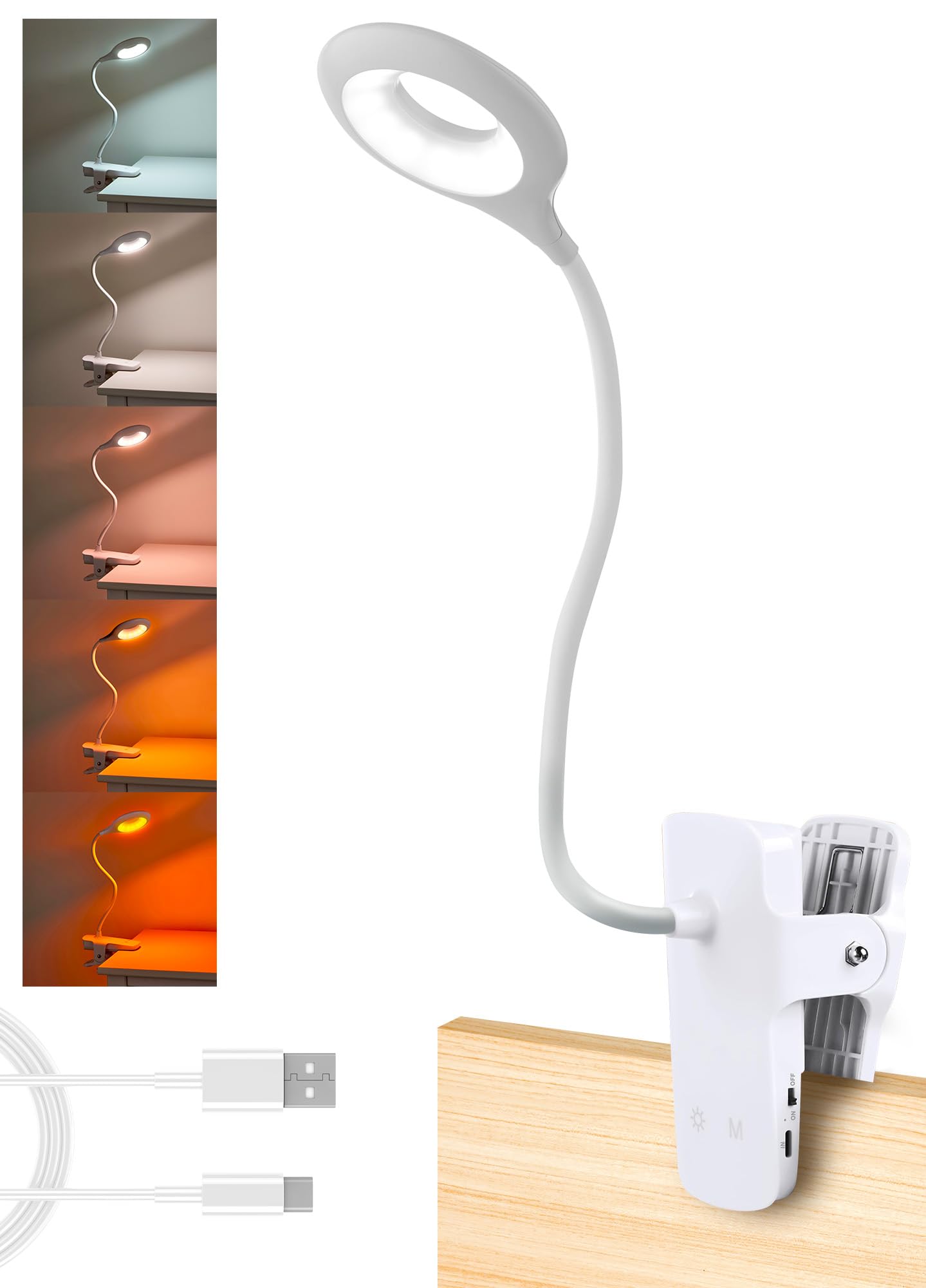 National Lighting Dimmable LED Clip On Light, 4.5W Touch Control LED Lamp with Flexible Neck & Strong Clamp