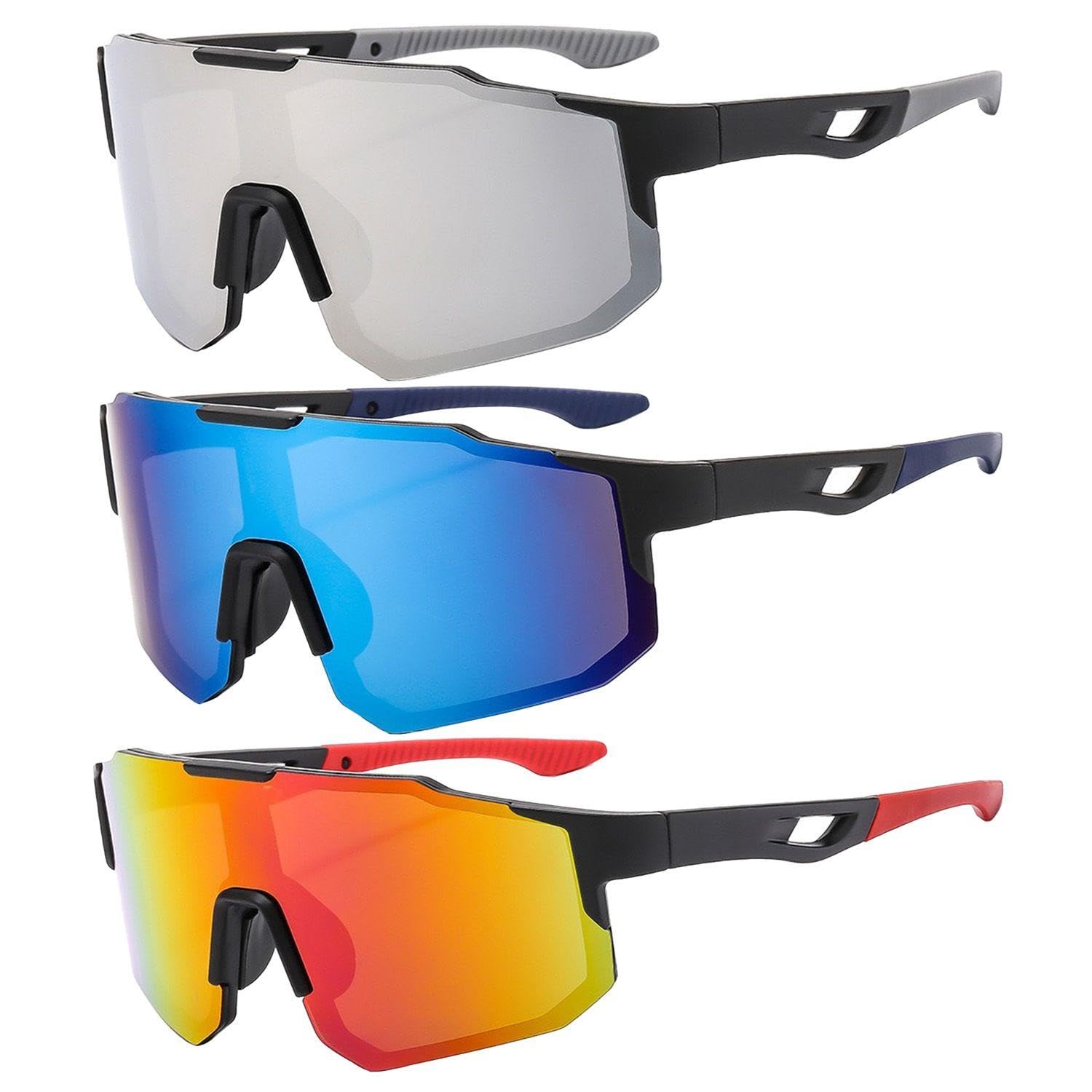 3 Paia di Occhiali da Sole Sportivi Polarizzati, Occhiali da Alpinismo, Stile Outdoor Facile da Indossare, Adatto per Ciclismo, Sci, Guida, Pesca.