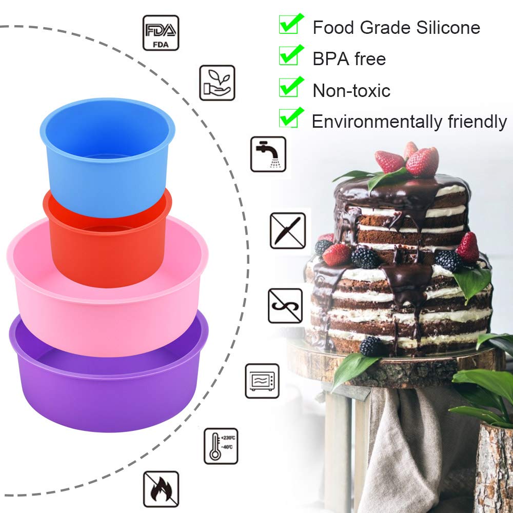 Set 3 Tortiere In Silicone Antiaderenti - 10/15/20 Cm, Viola, Per Torte, Cheesecake E Dolci - Foto 12