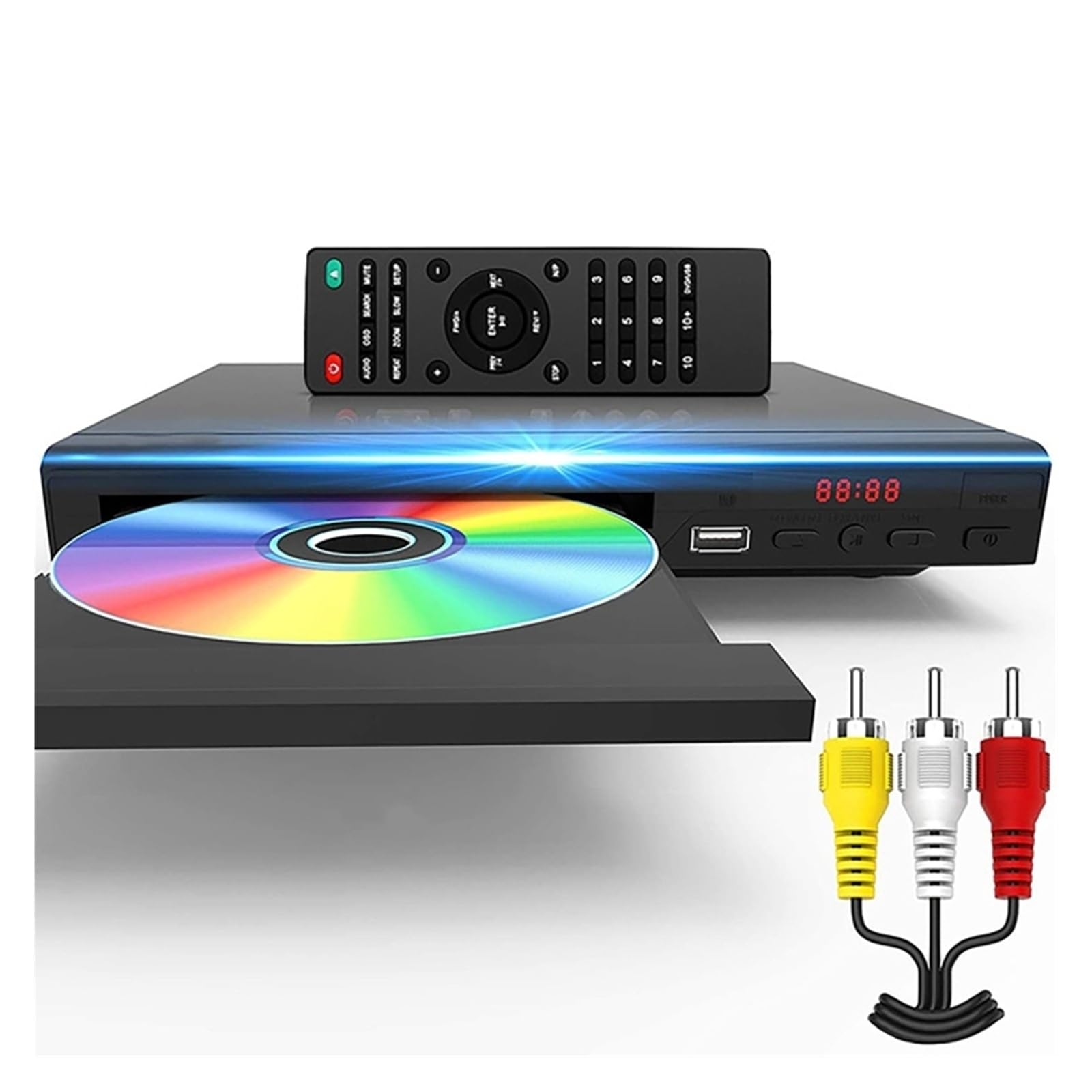 Lettore DVD Portatile, Lettore DVD for TV, lettore di dischi CD, uscita AV, ingresso USB integrato, telecomando