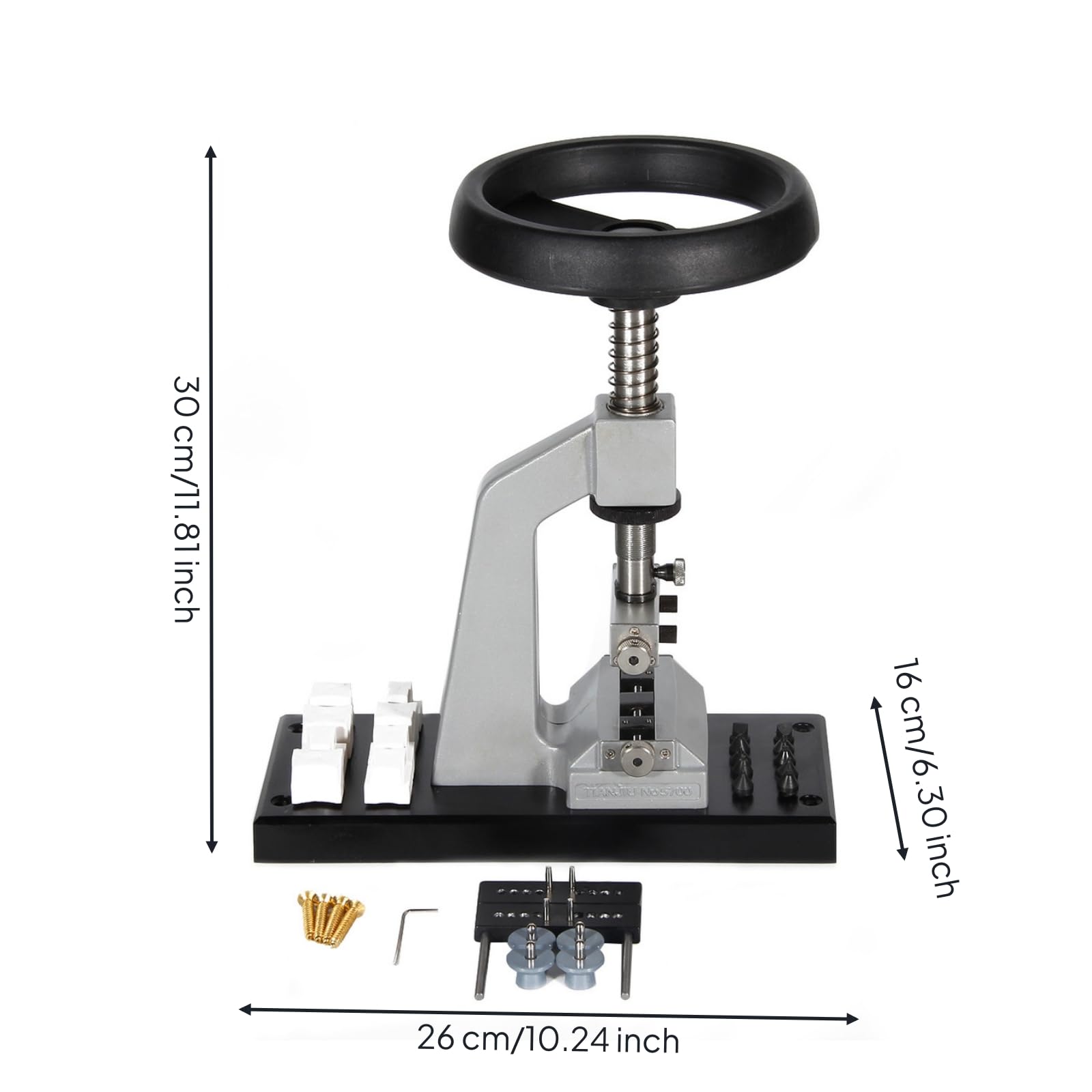 Set di Riparazione Orologi con Chiudi-Cassa da Banco Apricasse Manuale Pressa per Orologiai, Hobbisti, Laboratorio