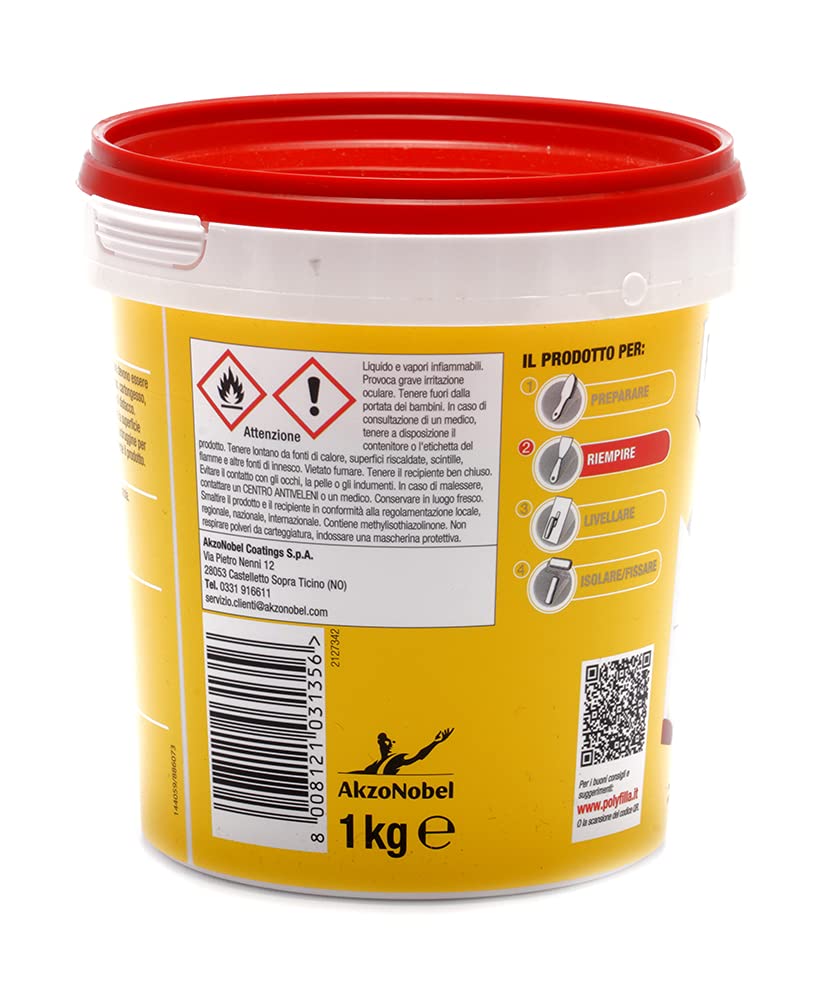 POLYFILLA STUCCO RAPIDO per Interno, Essicazione in 15minuti, in Pasta BIANCO 1KG