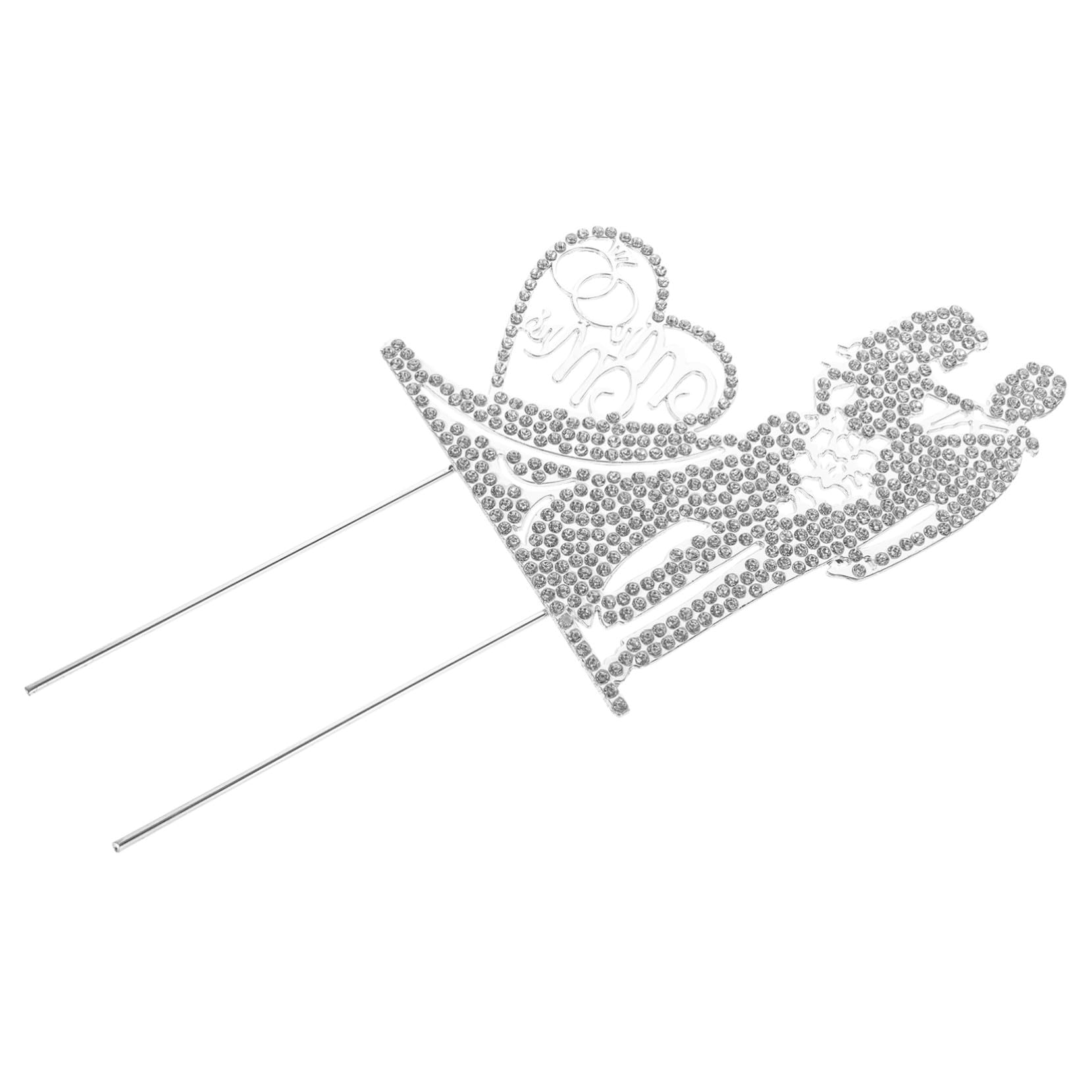VICASKY 5 Stück Mr Mrs Cake Pick Hochzeitstorte Deko Silber Hochzeitskuchendeko Brautpaar Tortentopper für Hochzeitsfeier Dessert Party