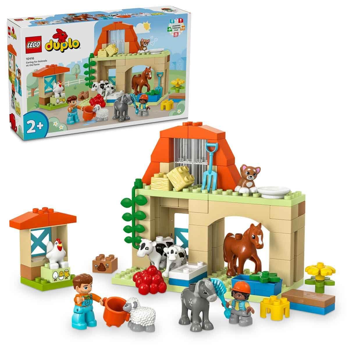 LEGO DUPLO Town Opieka nad zwierzętami na farmie, Zabawka Edukacyjna dla Dziecka z Figurkami Konia, Krowy, Owcy i Kota, Klocki Promujące Rozwój dla Małych Dzieci, Prezent dla 2-latka 10416