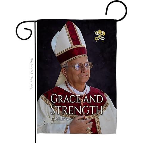 Pope Leo XIV Flag Unity Picture Prints Vatican Memorabilia Tapestry Catholic Wall Art Canvas Poster Grave Decorations for Cemetery Yard Sign American Papal Door Garden Decor Religious Gifts