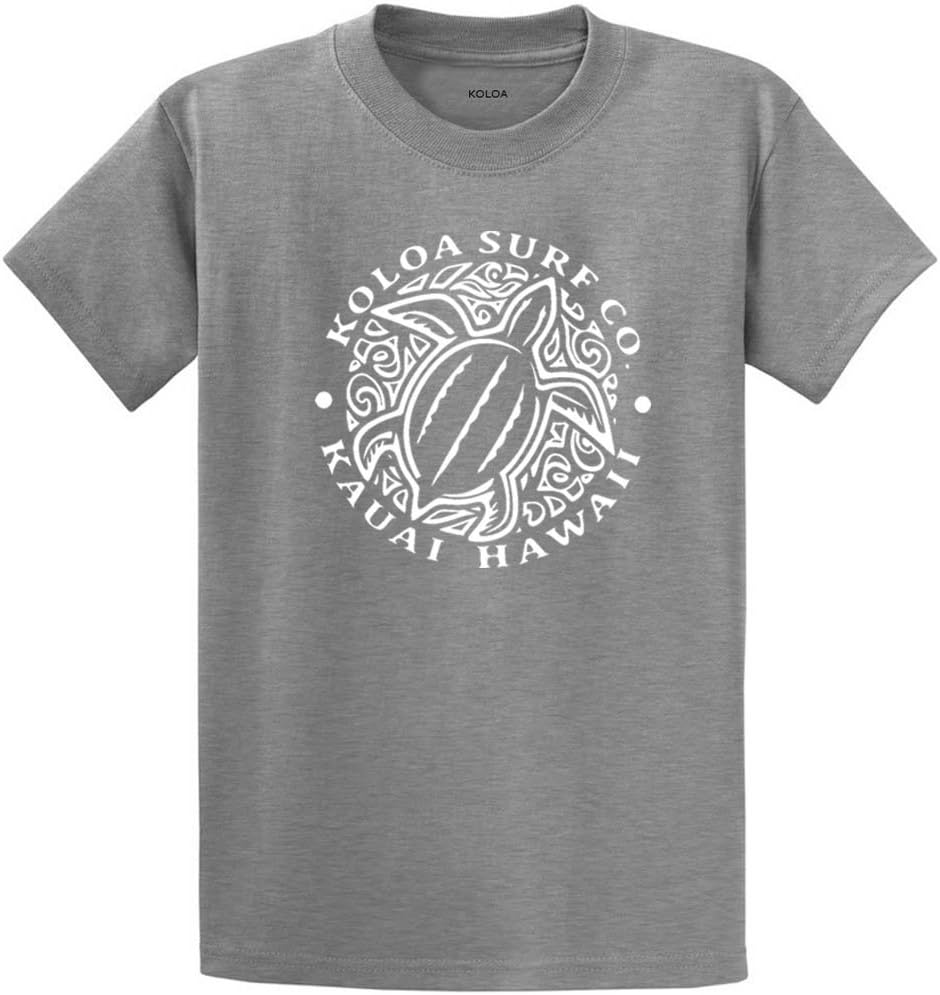 Koloa Surf Honu Hawaiian Turtle Front Logo Heavyweight Cotton T-Shirts Large Tall Athletic Heather - White Logo