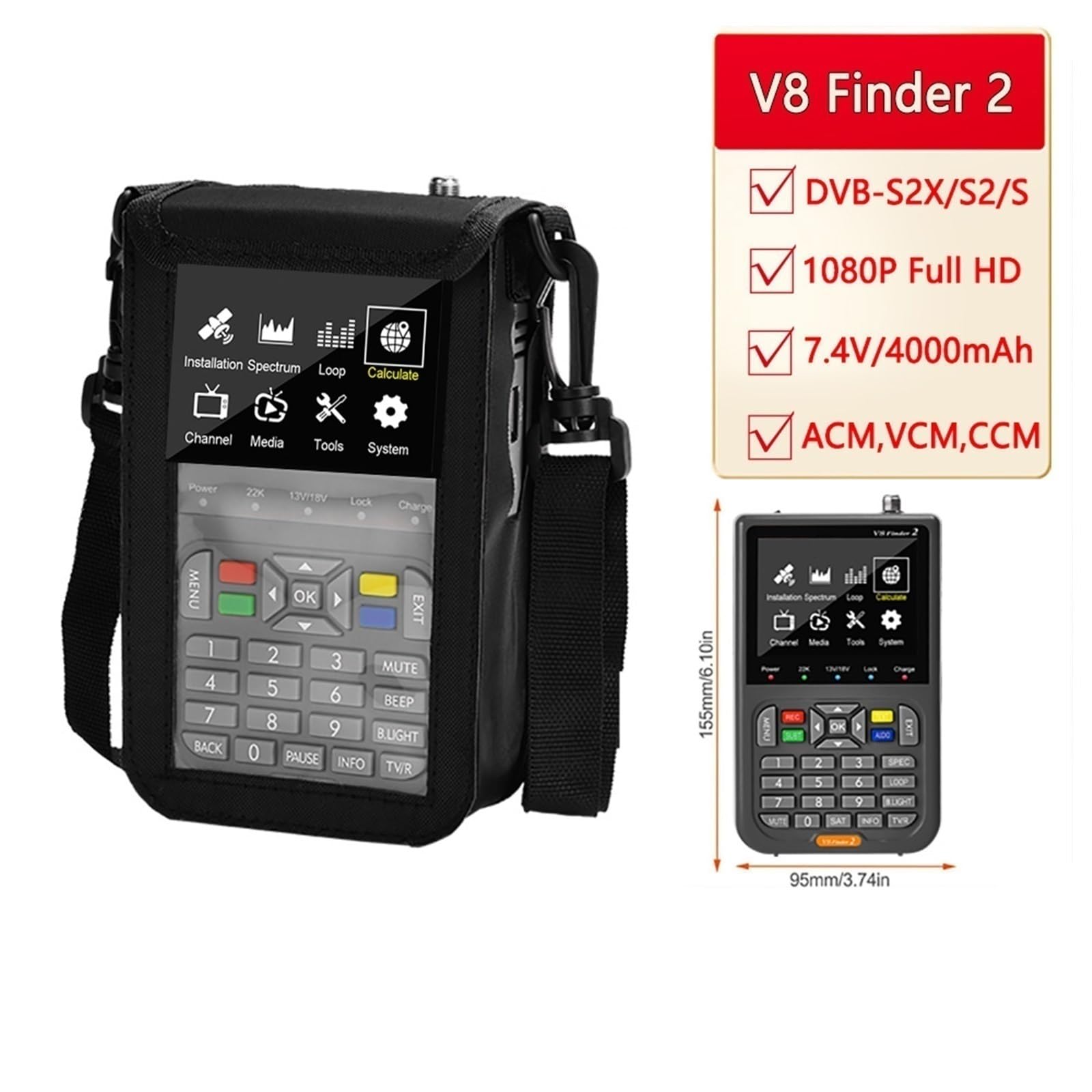 DELURA Ricevitore Satellitare Digitale DVB-S/S2/S2X H.264 1080P HD Ricevitore Segnale TV Decoder Satellitare (Size : with Bag)