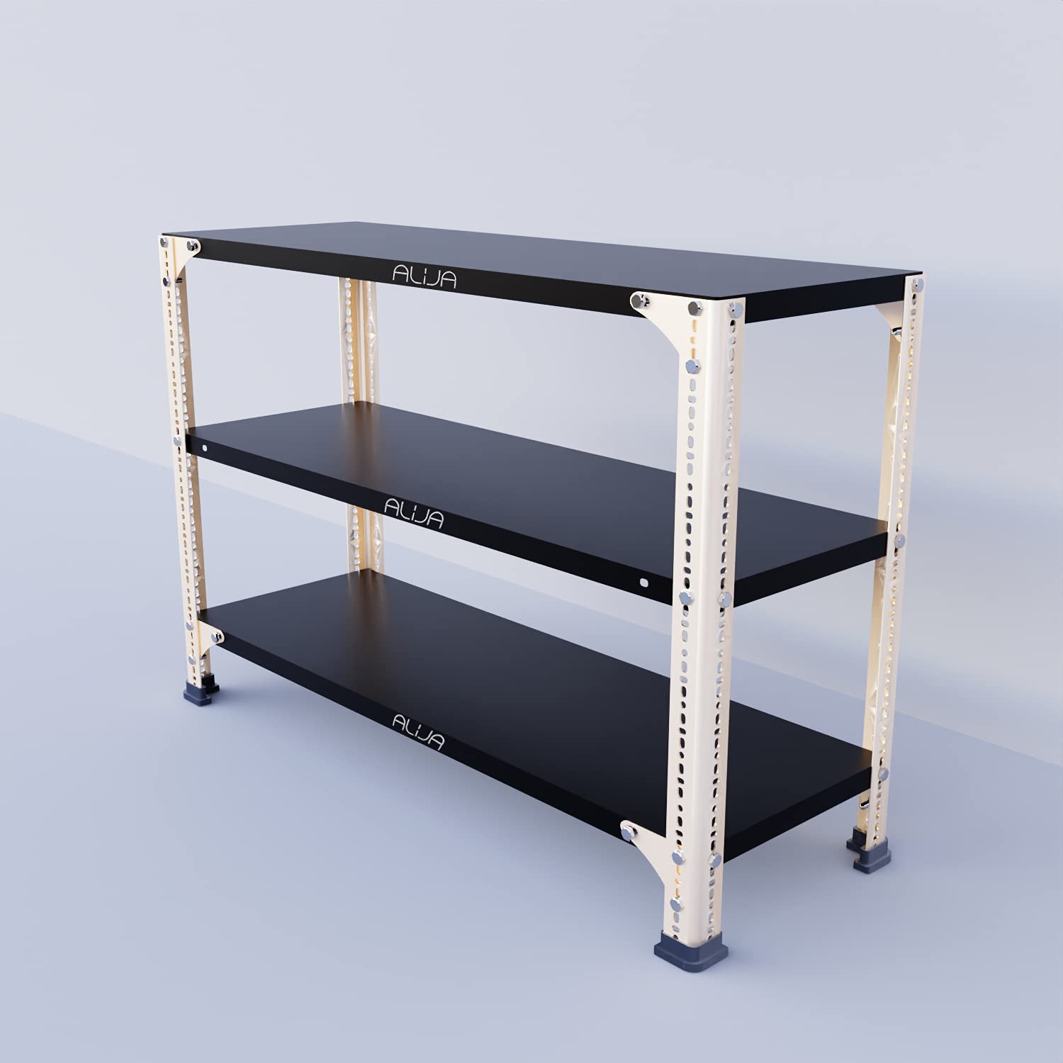 ALIJA®️ Slotted Angle Metal Rack (2 x 3 x 1 Ft. / 24 x 35 x 12 Inch) with 3 Shelves (Ivory Angle Black Shelves, 20 Gauge Shelves 14 Gauge Angle) (B09C3CXHPT) Amazon Price History, Amazon Price Tracker