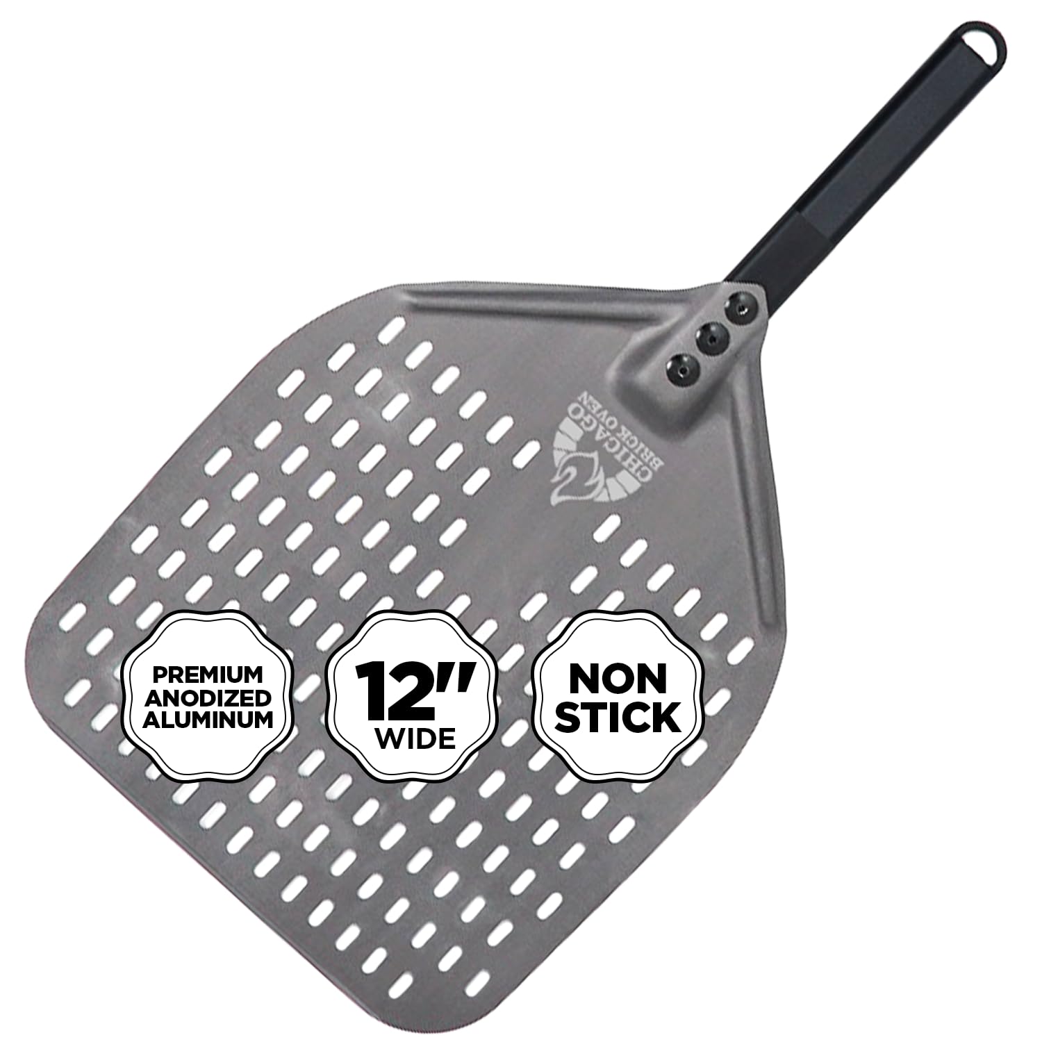 Chicago Brick Oven Perforierter Pizzaschieber – 30,5 x 38,1 cm eloxierter