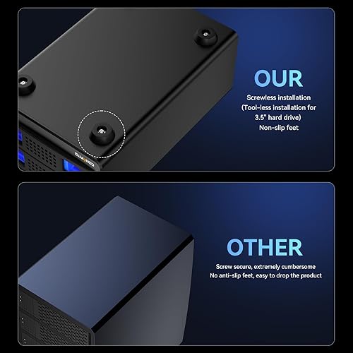 Miniatura 7 de Caja de disco duro de aluminio de doble bahía con ventilador de refrigeración para 2.5"3.5" SATA HDDSSD con USB AC 3.0, soporte intercambiable en