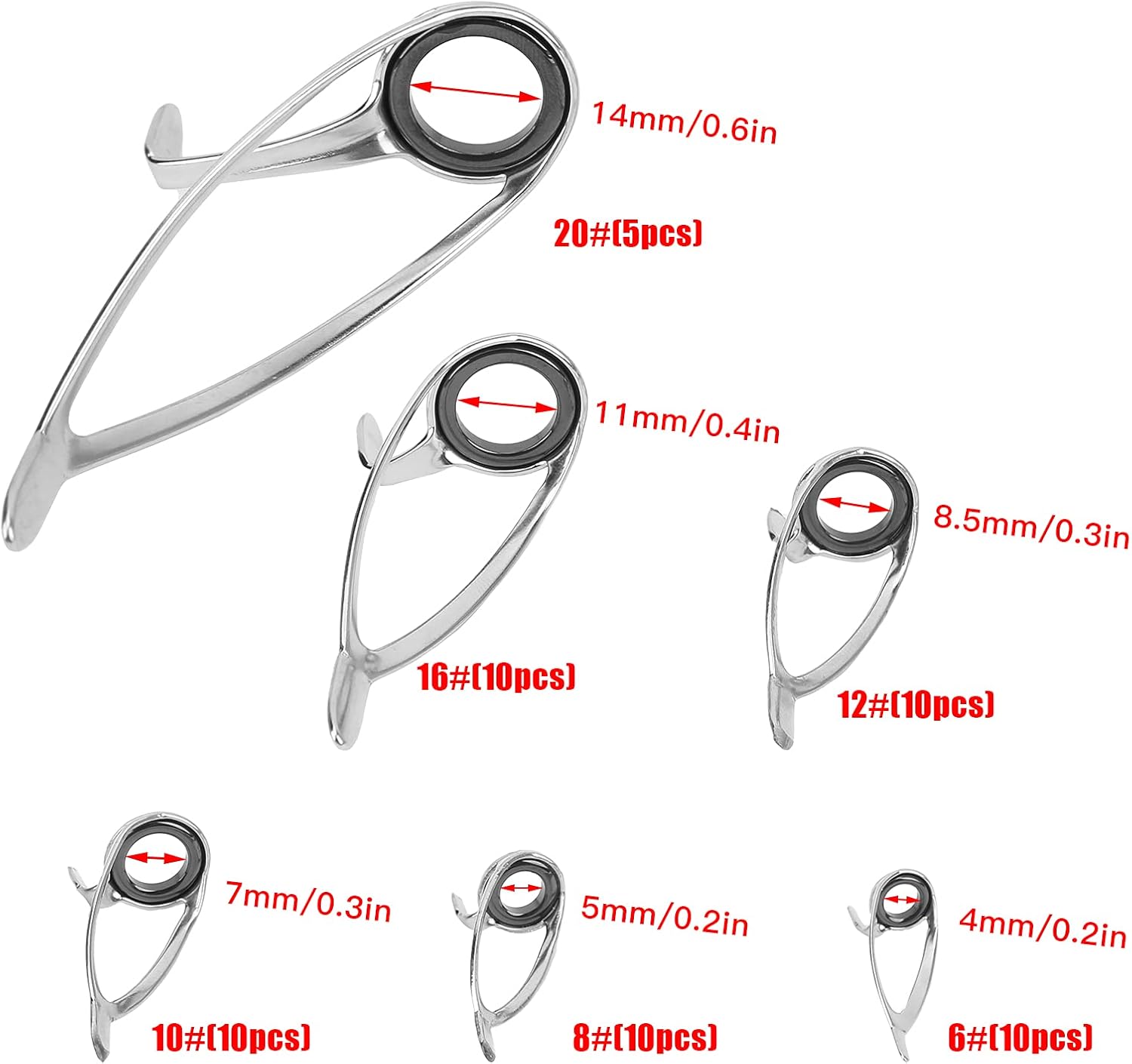 Double Foot Sea Pole Coil Cycle Ceramic Guide Circle Set,Sea Fishing Rod Accessories, Fishing Guide Rings - Fishing Rod Accessories for Professional Anglers