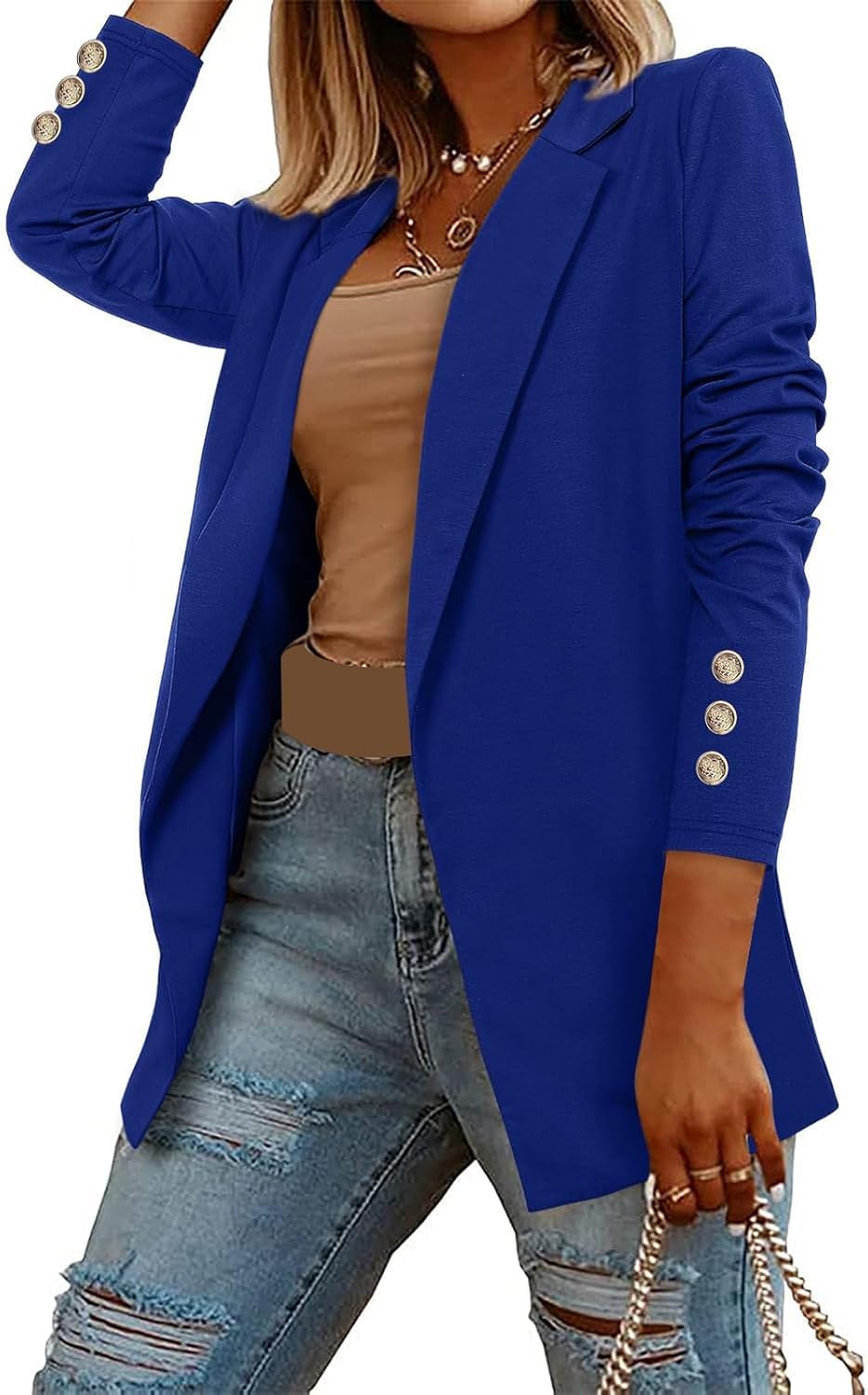 Chaqueta De Manga Larga De Color Sólido para Mujer Chaqueta De Solapa Blazer Carrera Trabajo De Negocios Oficina Blazer De Manga Larga Chaqueta Blazer Chaqueta