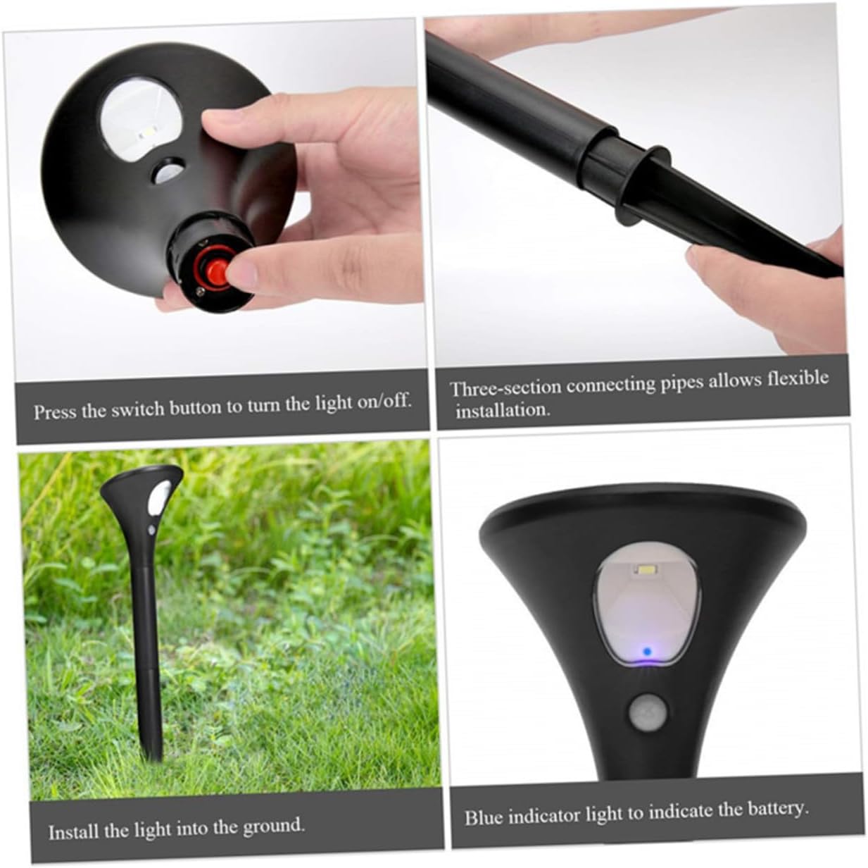 Sosoport 2 Pack Solar Garden Lights Waterproof Landscape Outdoor Garden Pathway Patio