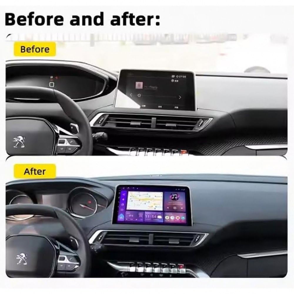 Przenośny Ekran Carplay Systemu Audio dla Peugeot 5008 2017-2020 Samochodowe Radio Fm Touch, Przenośna Nawigacja, Odtwarzacz Wideo Bluetooth Wi-Fi, 4 Rdzeń 2G+32G