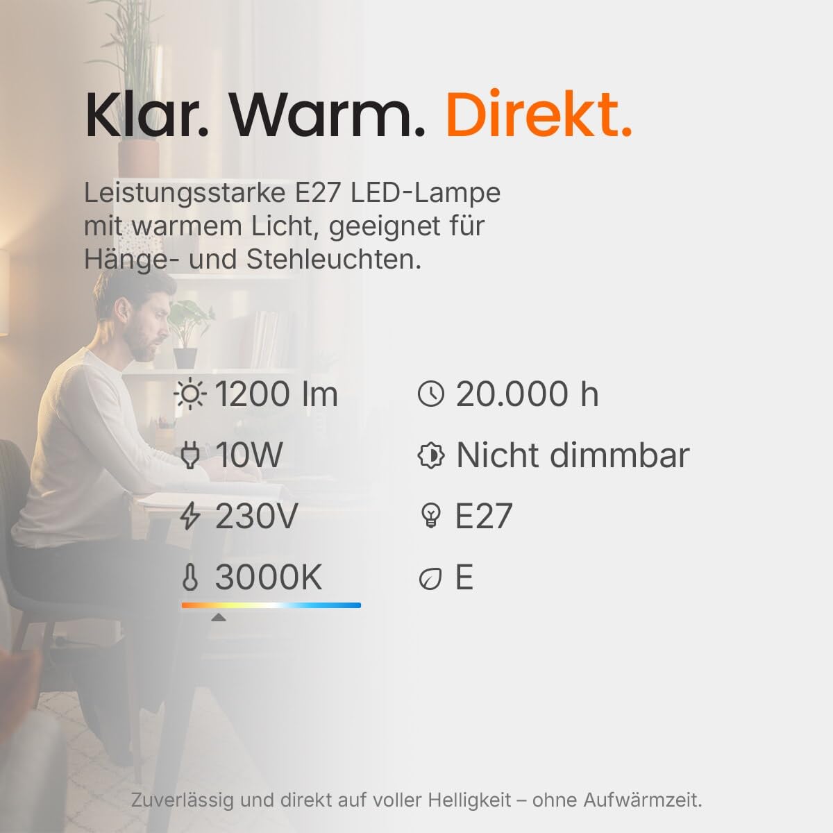 KOBI E27 LED-Lampe Röhre 10W 1200lm 3000K warmweiß 10 Stück