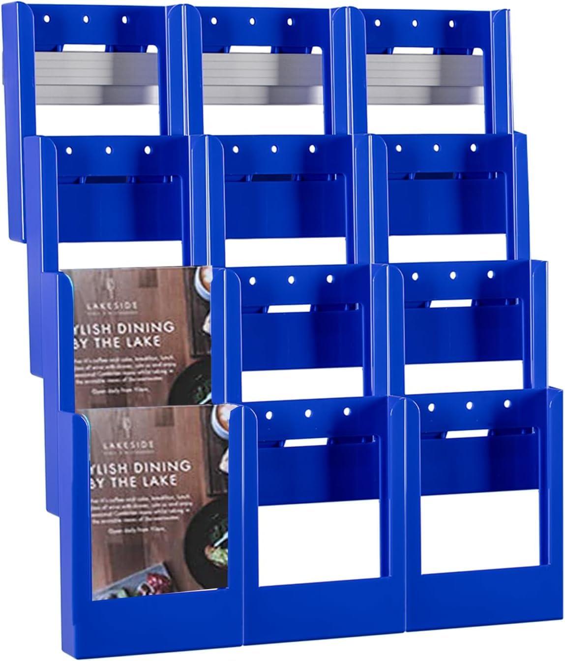 Metroplan Blue Expanda-Stand Leaflet Holder | Brochure Display Dispenser | Wall Mounted | Coloured 12 X A5 Pockets | Complete Visibility Allows Easy Browsing | Promote Activities, Services And Events