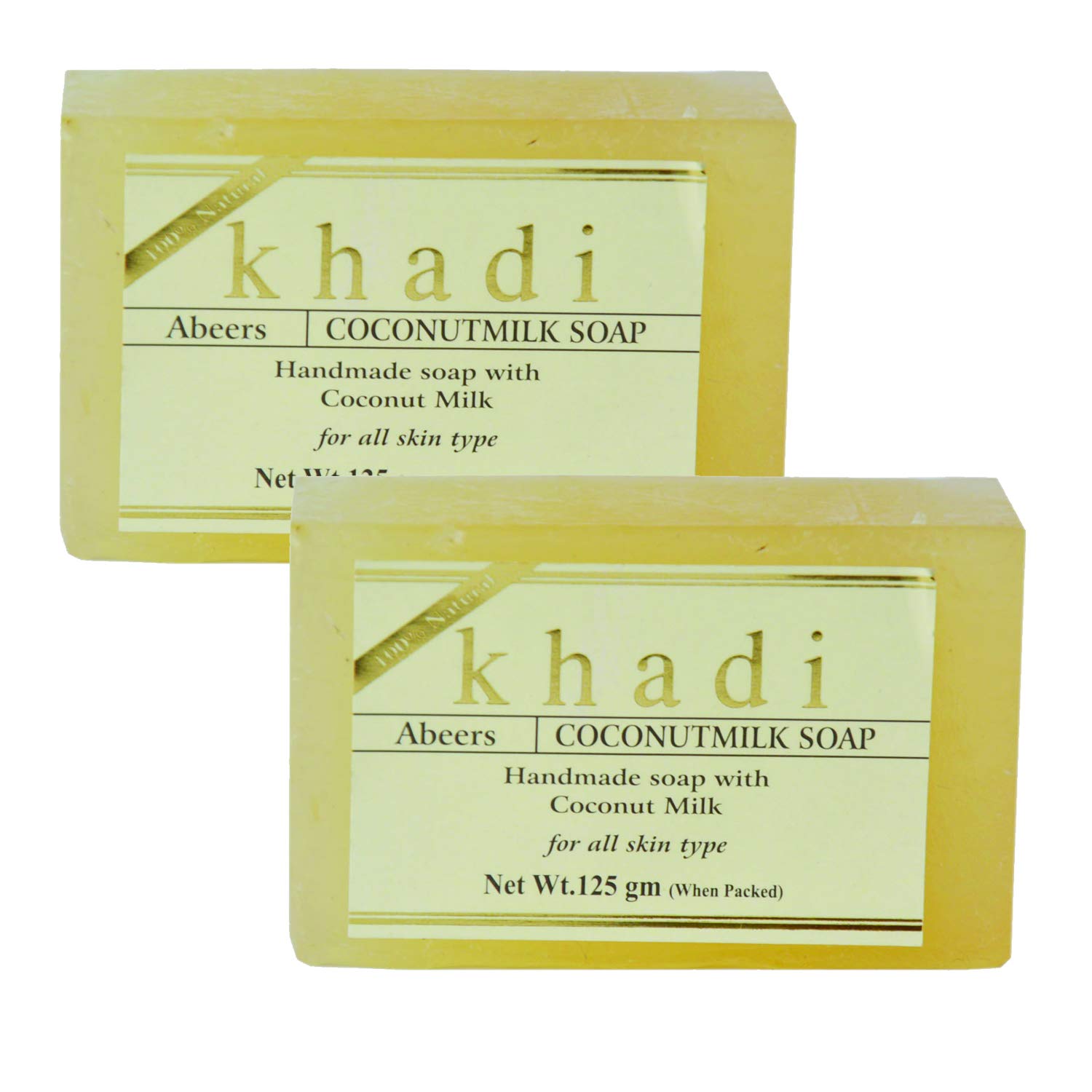 Khadi AbeersPure Essence Coconut Milk Soap With Essential Oils Soap, 125 G (Pack Of 2), 125 g (Pack of 2)