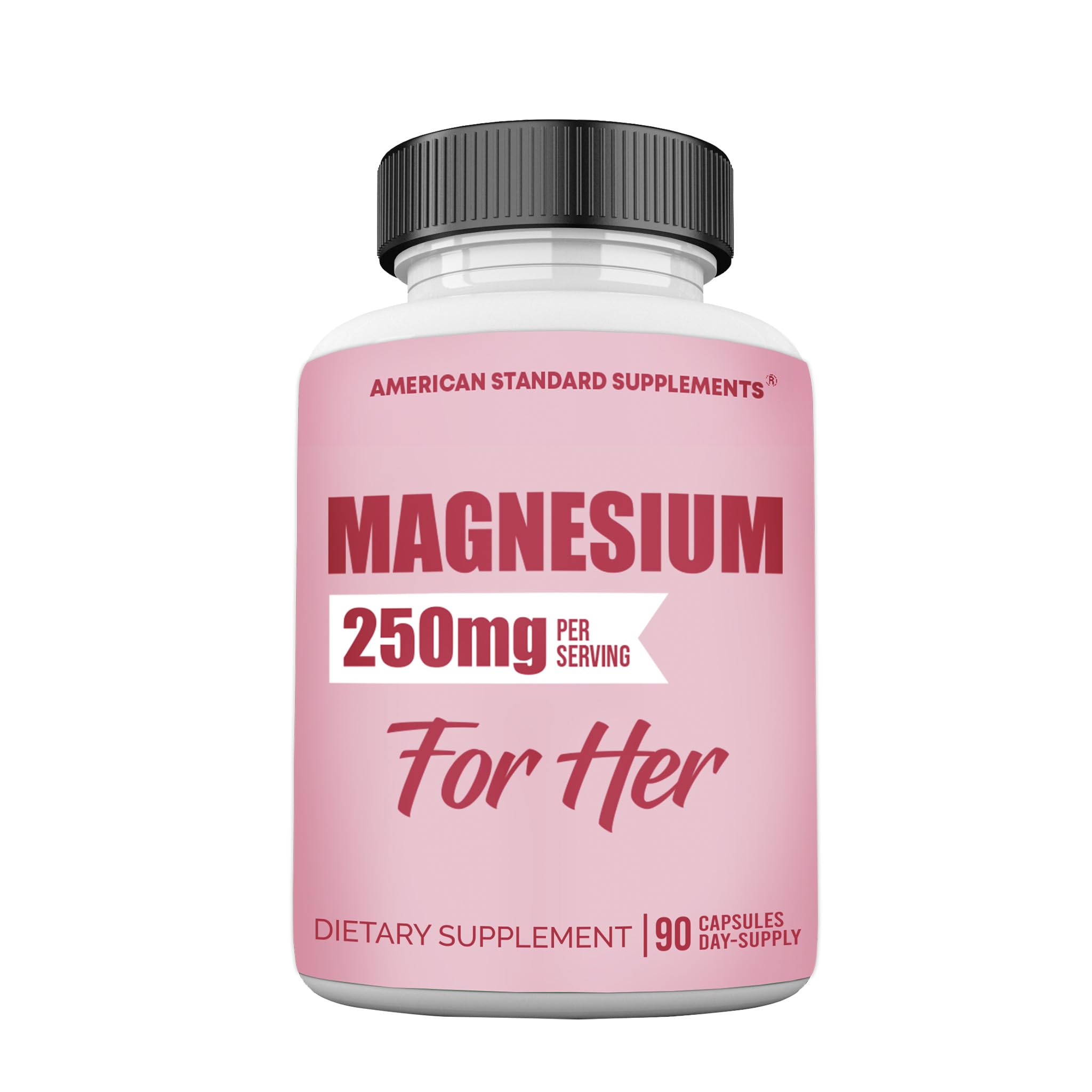 Magnesium Glycinate for Women 250mg Per One Capsule, Magnesium Glycinate Chelated for Her, 90 Capsules, 90 Days Supply