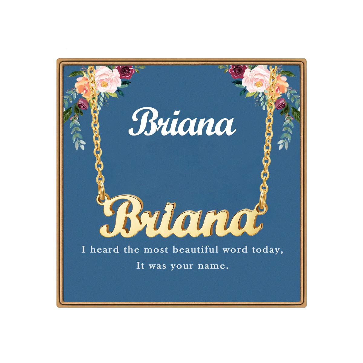 LdurianCustom Name Necklace, Personalized Name Plate Pendant Necklace Pre Gifts, Charm Necklaces Jewelry for Birthday Anniversary