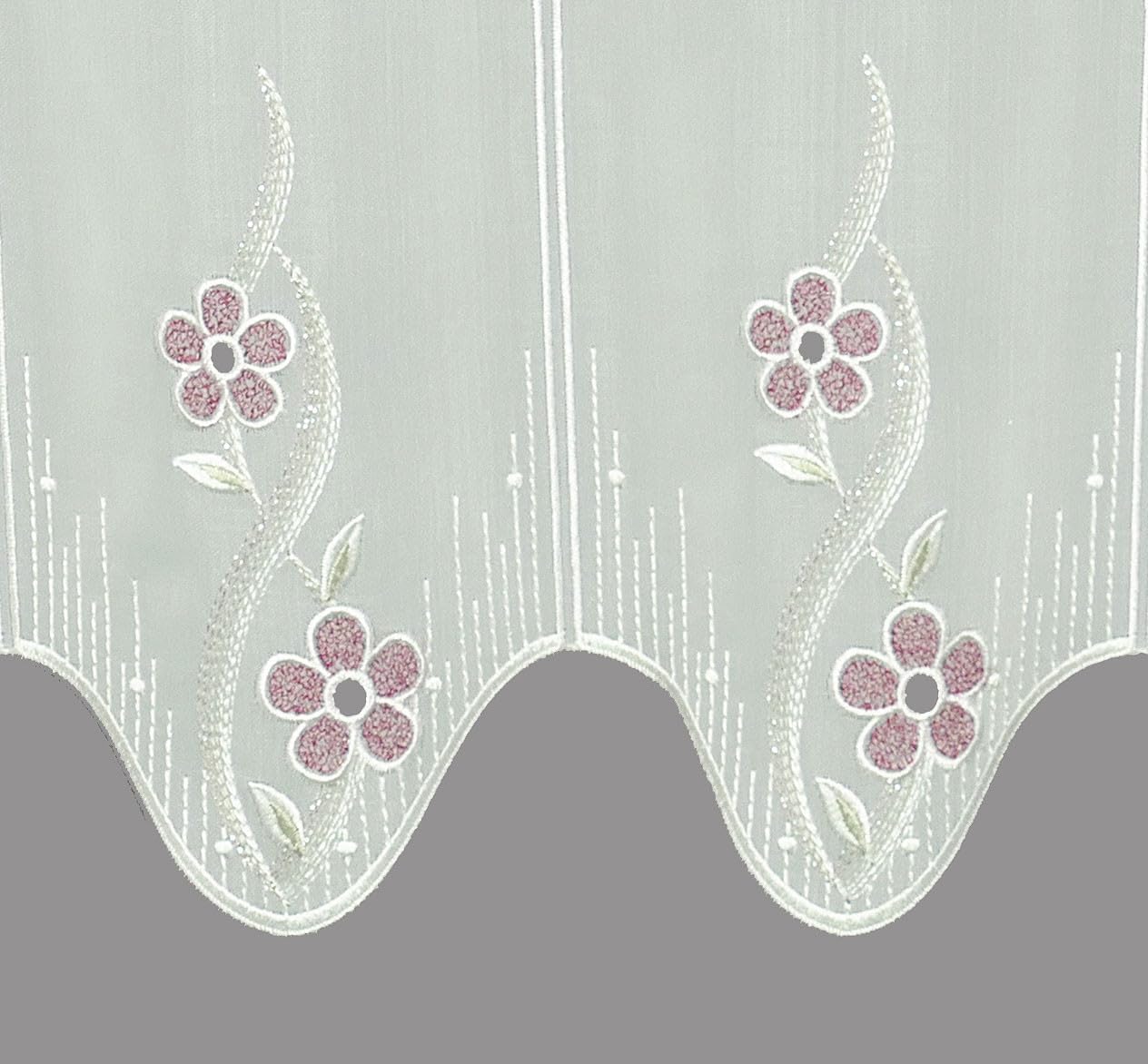 Kurzgardine Lucia Scheibengardine Blumen-Stickerei modern HxB 30 x 208 cm