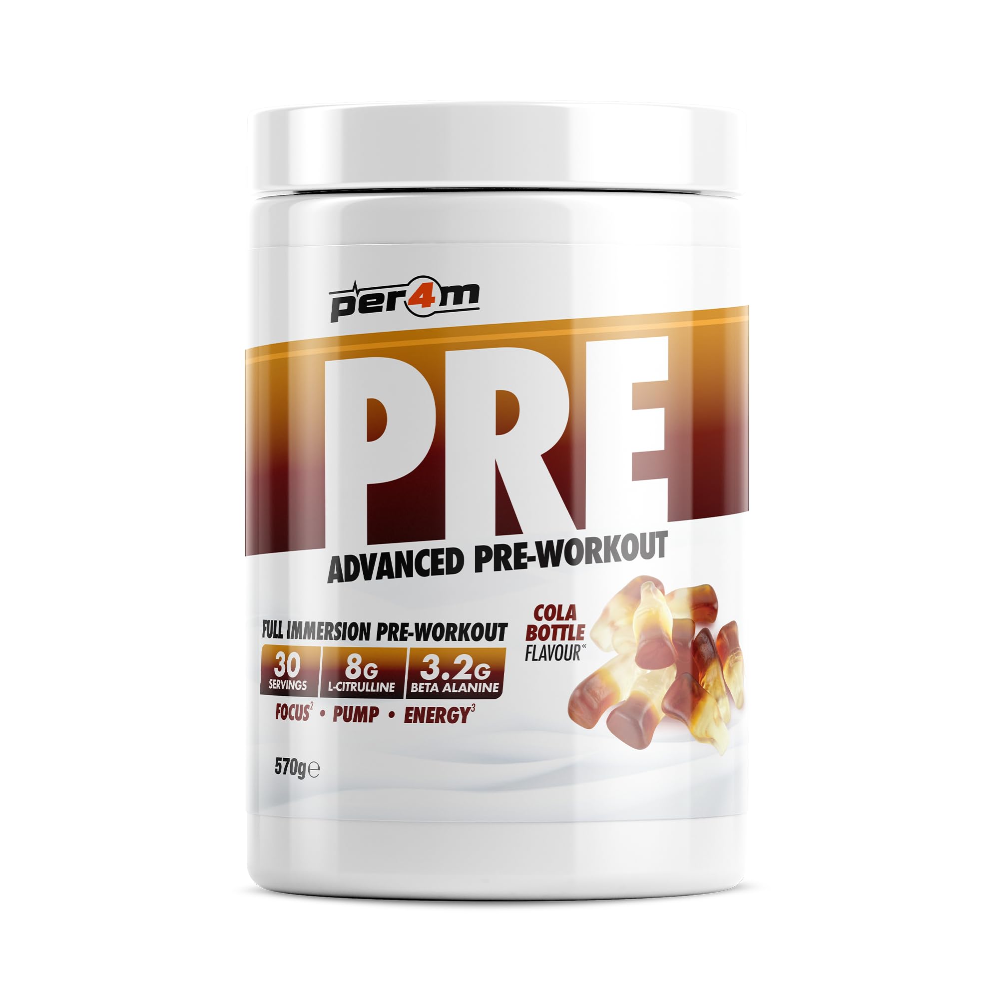 Pre Workout Powder | Intense Pump, Sustained Energy & Mental Focus | L-Citrulline, Beta Alanine & Caffeine & Added Hydration (570g, Cola Bottle)