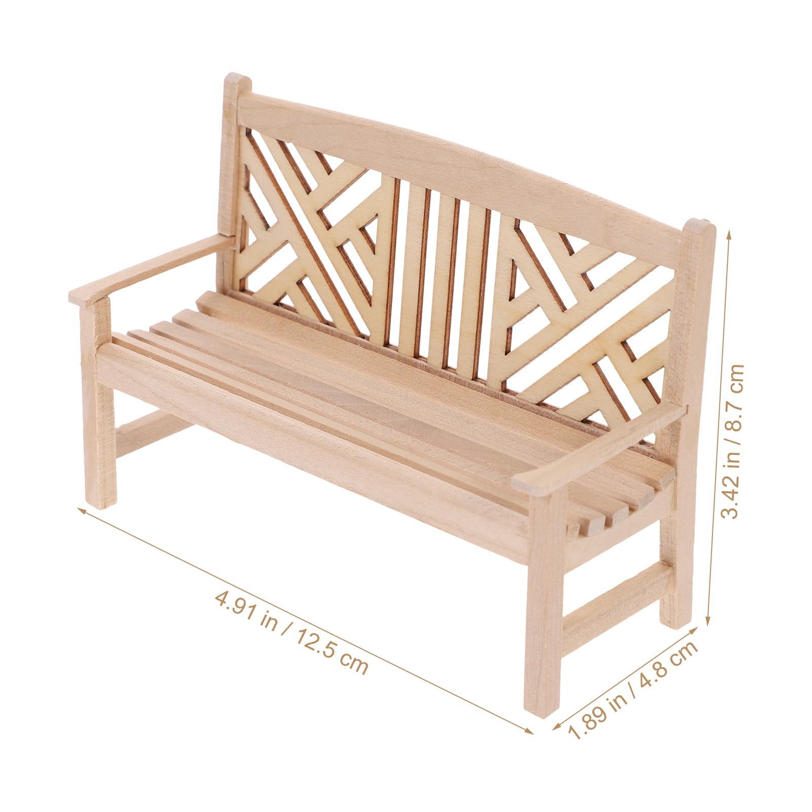 ibasenice 1/12 Scale Miniature Double Chair Bench Model Wooden Furniture for Dollhouse Garden Scene Diy Craft Decoration - Image 4