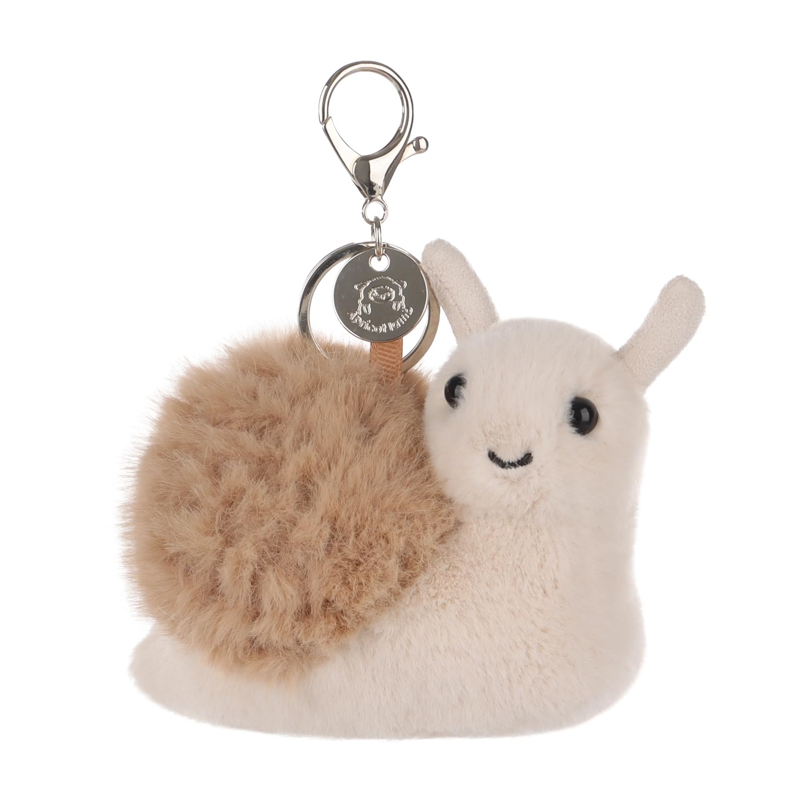 Apricot Lamb Brown Lazy Snail Keychain Stuffed Plush Keychain, Soft Plushies Cute Keychain Toys for Kids' Bag, Backpack, Purse, Brown 4 Inches - Image 2