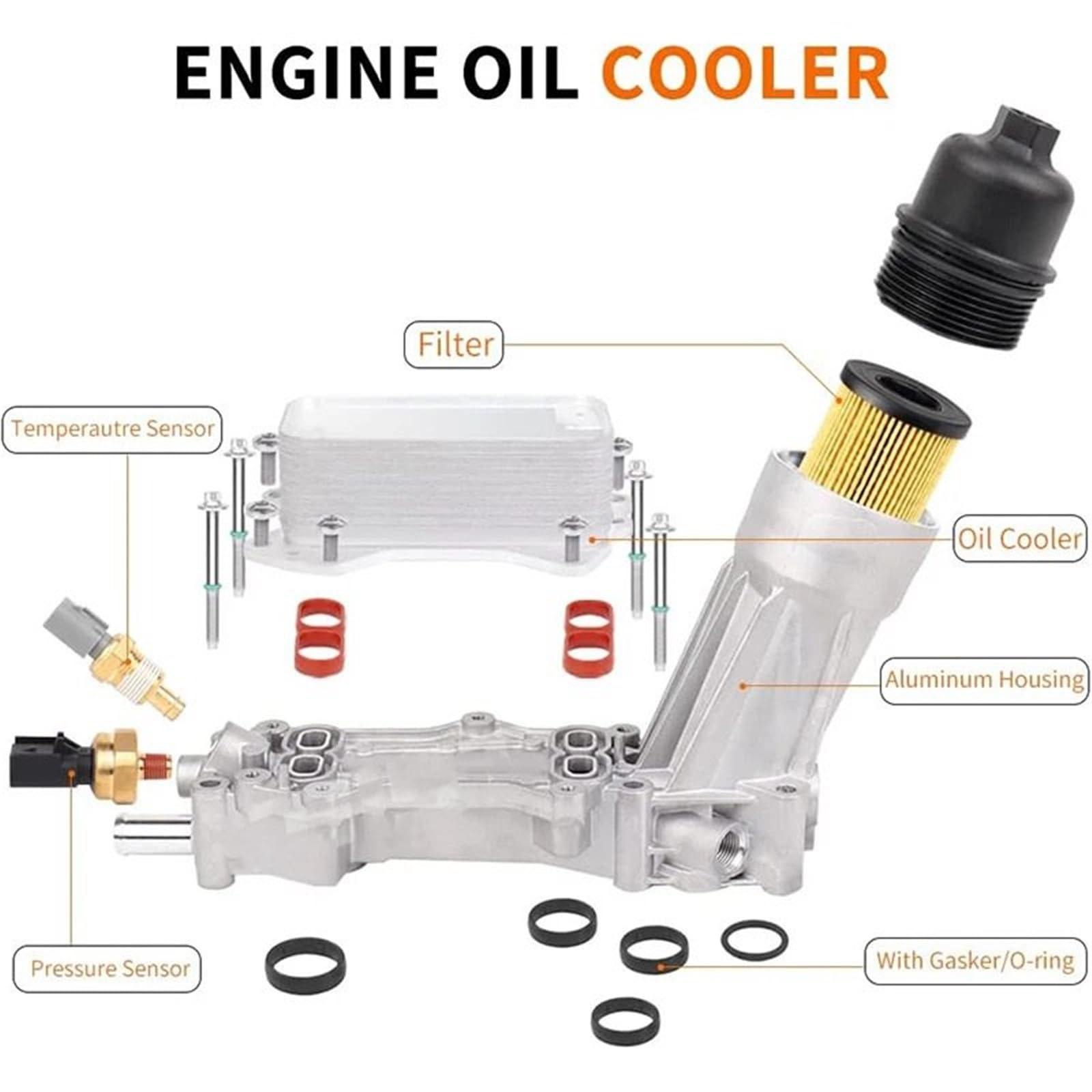 68105583AF Compatible con Jeep Grand Cherokee, Dodge Journey, Challenger, Charger, Ram 3.6L V6 Compatible con Chrysler 200 300. Sello de filtro de aceite. Juego de juntas