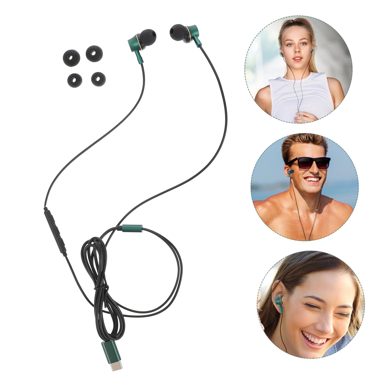 OSALADI 3pezzi Cuffie In-ear Usb c Microfono Controllo Cancellazione Compatibili Smartphone Comfort e Stabilità