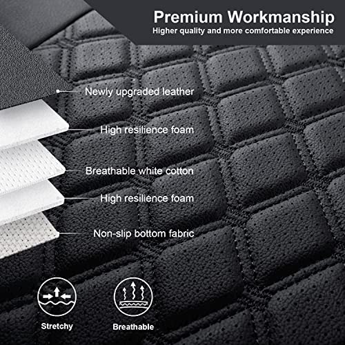 Image of GIANT PANDA Jeep Wrangler 4 Door JL 2018-2026 Front Car Seat Covers for Sahara Sport Rubicon Unlimited Willys 4xe,Customized Faux Leather - (Black)