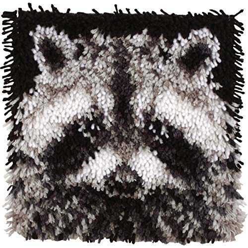 Image of Wonderart 426226C Raccoon Yarn Latch-Hook Kit12 inch X 12 inch100% Acrylic Machine Wash & Dry