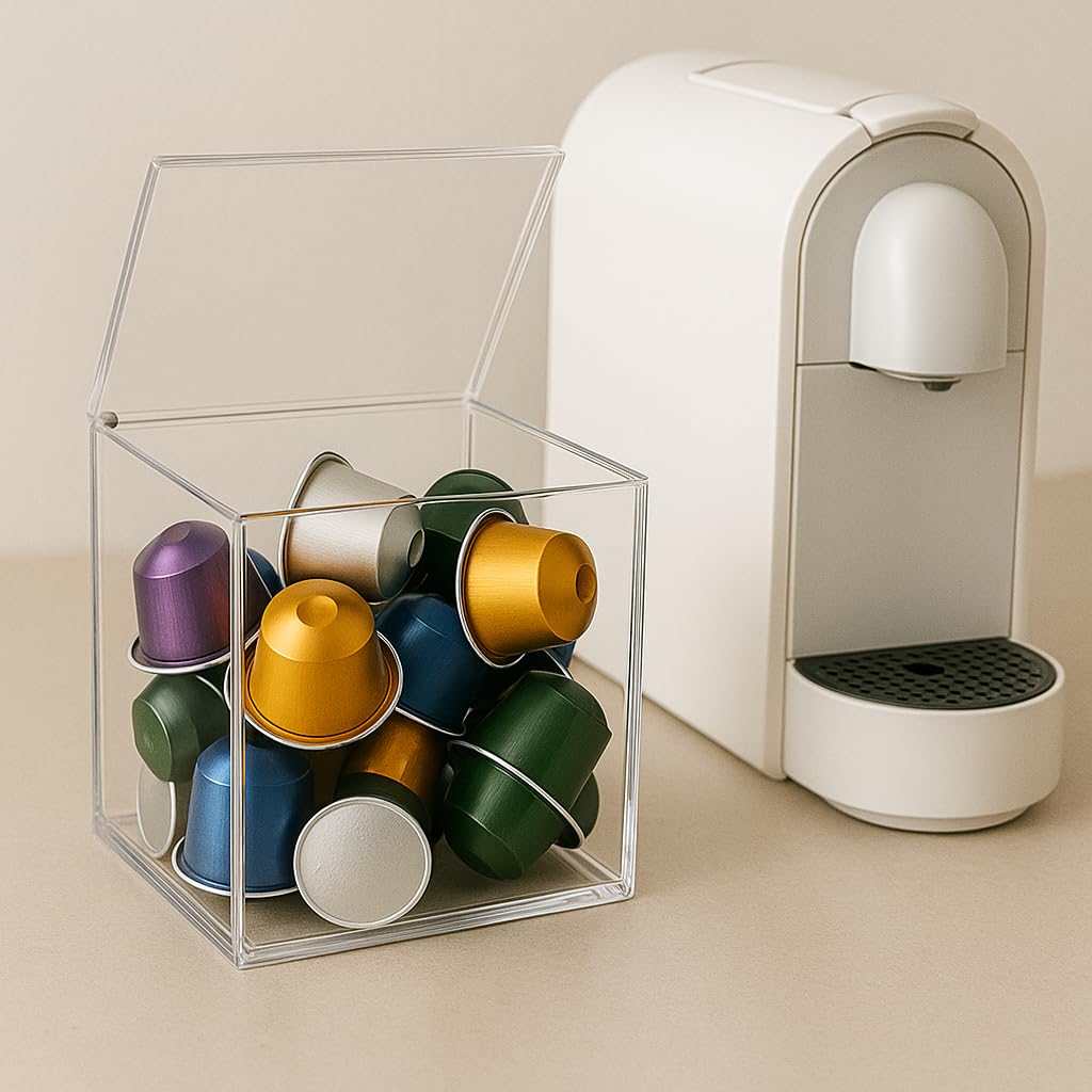DAMDAM GO Portacapsulas Metacrilato Para Capsulas Nespresso o Dolcegusto, Dispensador Capsulas Acrilico, Capacidad Para 13 Cápsulas Dolce Gusto o 40 Cápsulas Nespresso