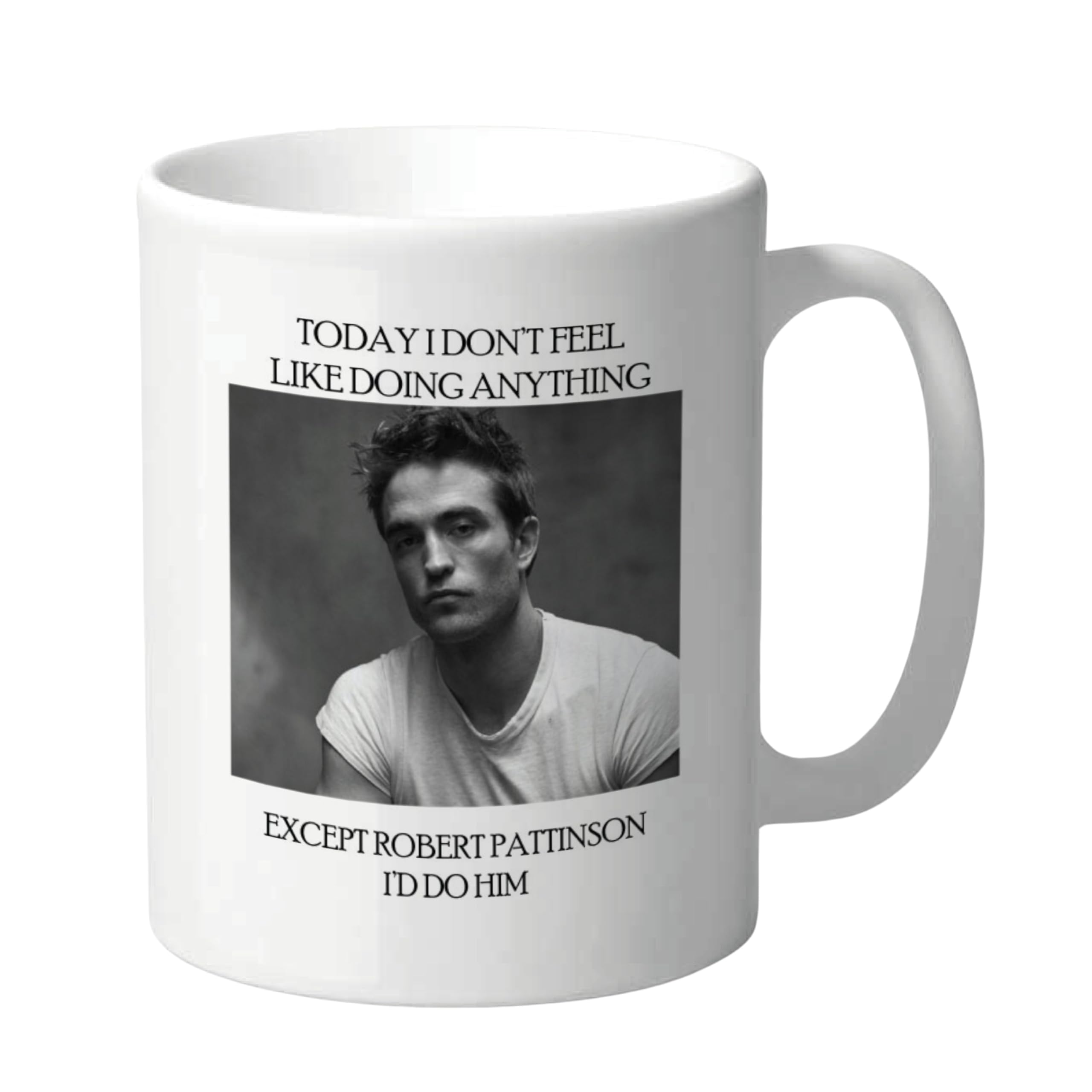 Cheeky Chops Women's White Funny Robert Pattinson Mug Rude Coffee Cup For Men Novelty Celebrity Crush