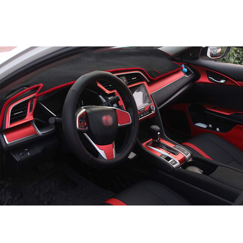 XITER Retrofitting Steering Wheel Cover molding The film decoration The Console Center car interior stickers for Honda 10th Civic 2016 2017 2018 2019 2020 2021 (RED)