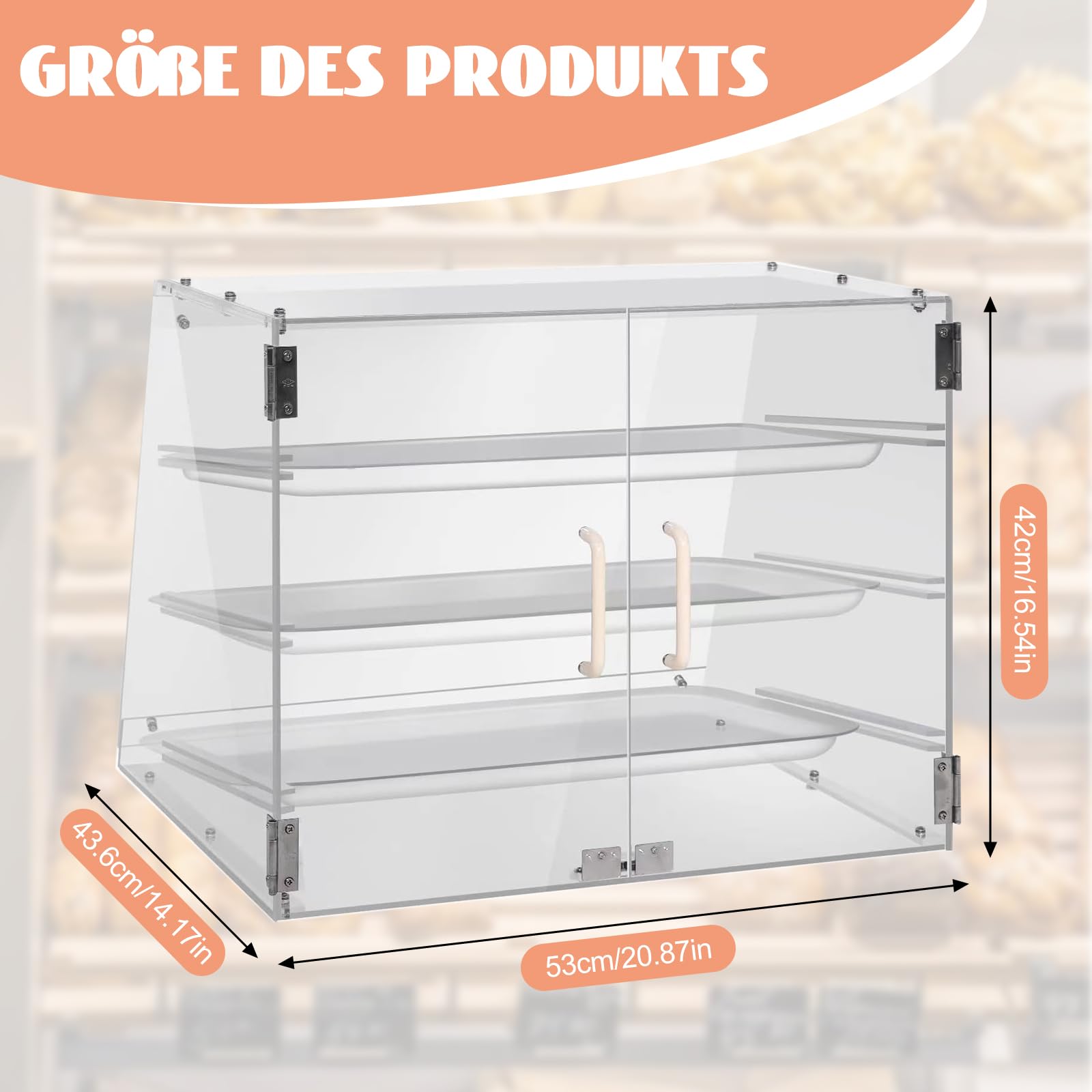 3 animali chiaro vetrina panetteria, commerciale Countertop pasticceria espositore caso, acrilico torta scaffale armadio con 3 vassoi e torta servire pinze per pane, biscotti, ciambella, cupcake